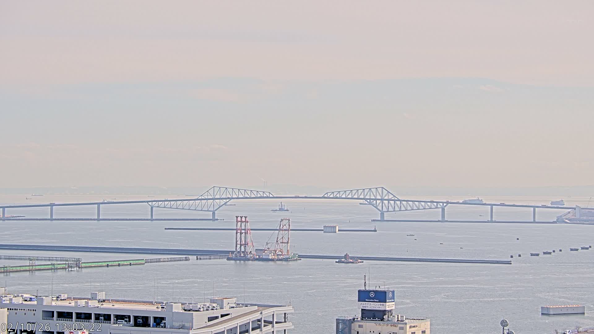 Tokyo,  Gate Bridge & Tokyo Port Inner Harbor ( 東京、ゲートブリッジ、東京港内港 ) Live Cam -1 Chome, Ariake, Koto, Tokyo, Kantō, Honshu, Japan