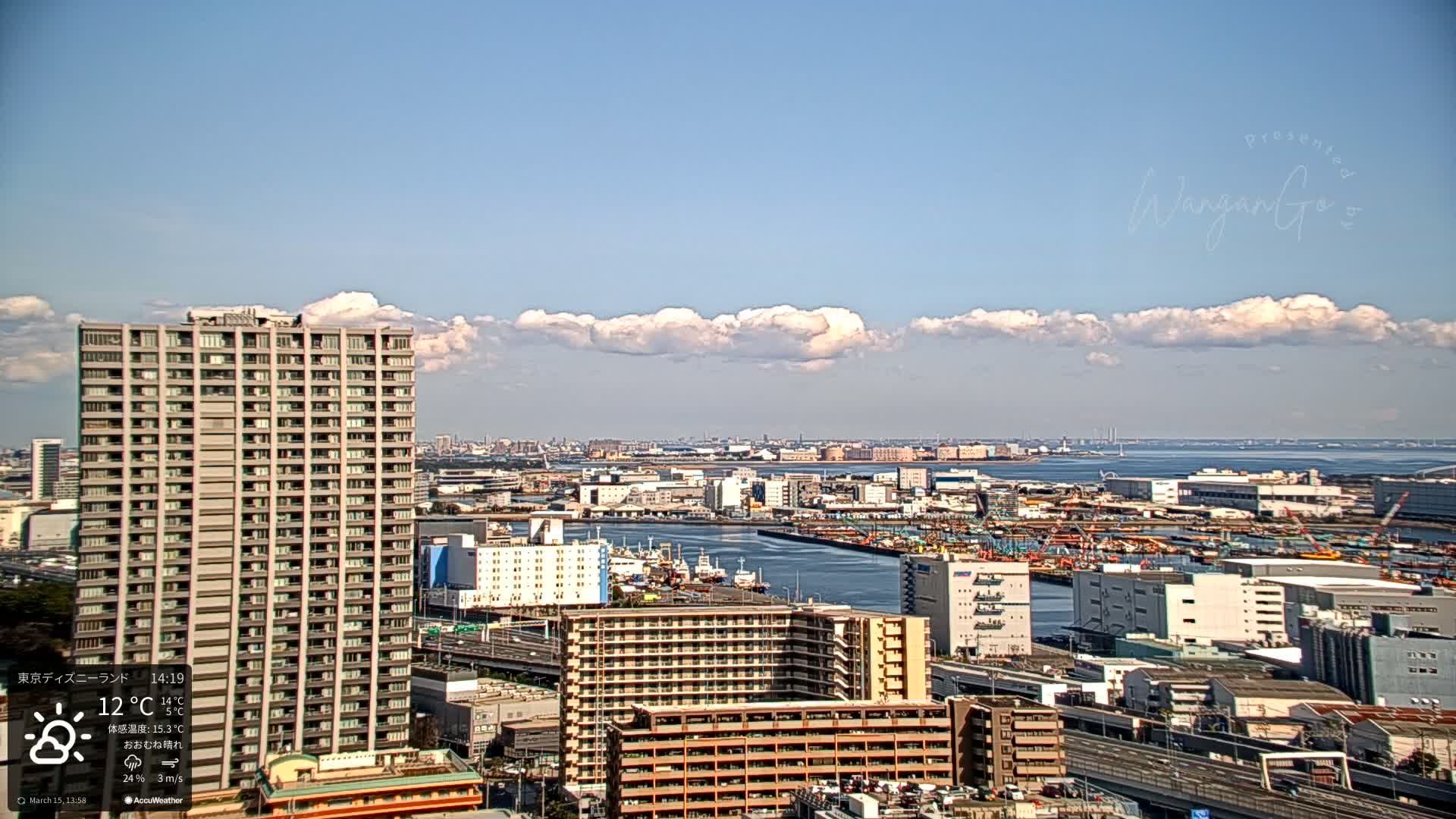Tokyo, Tokyo Metropolitan Expressway Route B &  Koto &  Edogawa Discrict Skyline from Ariake ( 有明から見た東京、首都高B線、江東・江戸川地区のスカイライン ) Live Cam  - 1 Chome, Ariake, Koto-ku, Tokyo, Kantō, Honshu, Japan