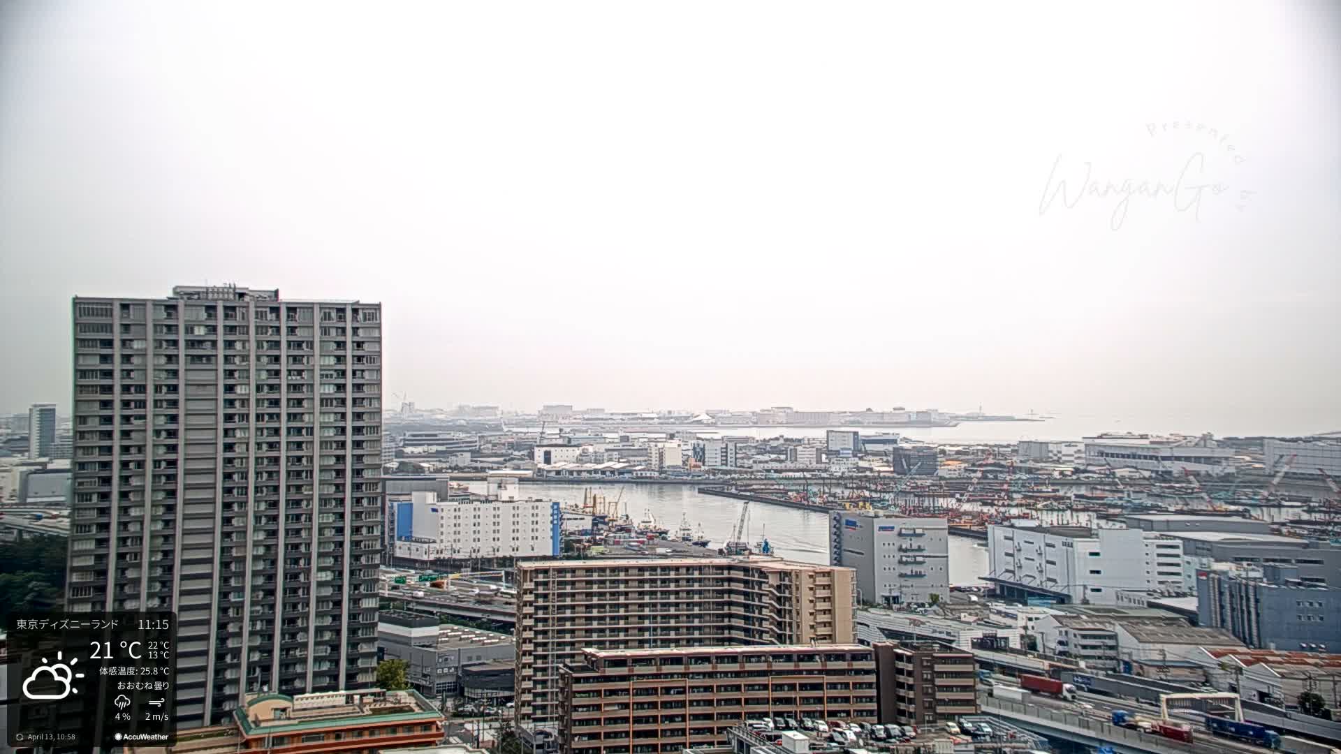 Tokyo, Tokyo Metropolitan Expressway Route B &  Koto &  Edogawa Discrict Skyline from Ariake ( 有明から見た東京、首都高B線、江東・江戸川地区のスカイライン ) Live Cam  - 1 Chome, Ariake, Koto-ku, Tokyo, Kantō, Honshu, Japan