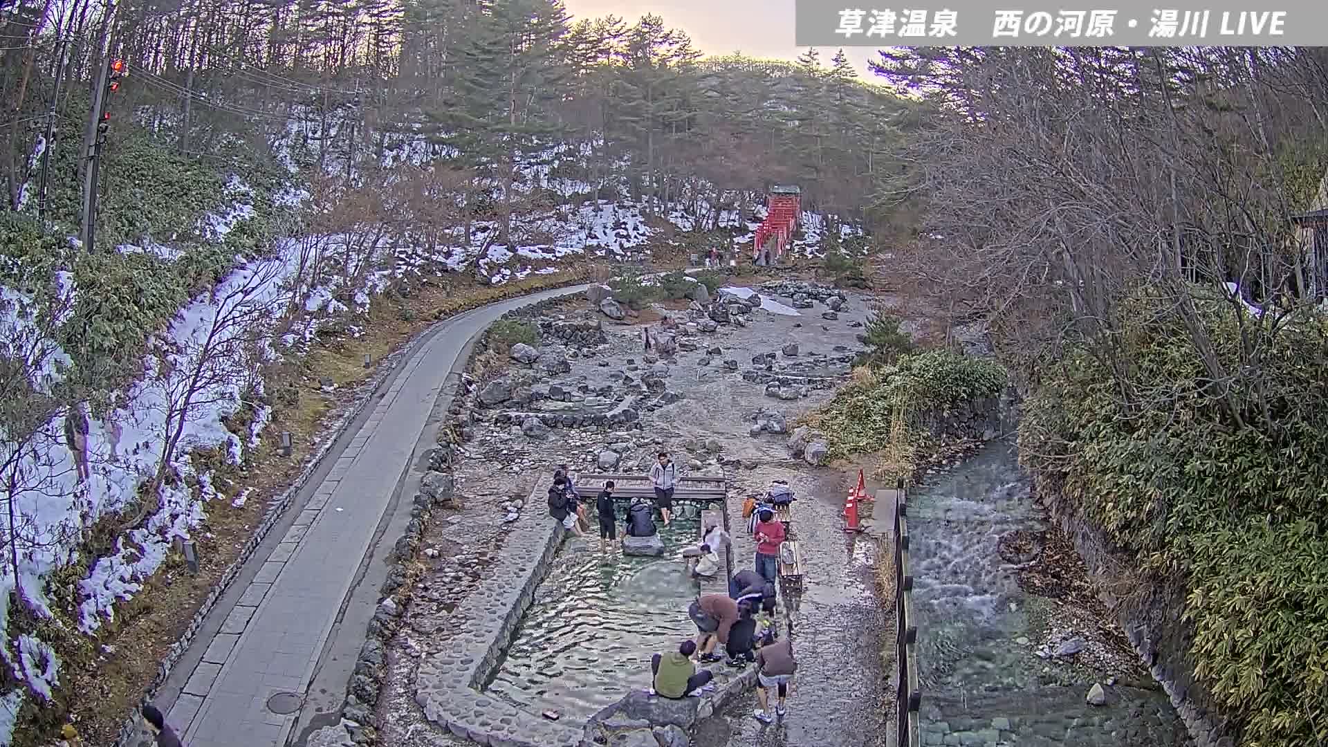 Gunma, Kusatsu Onsen , Sainokawara Park Downstream Side Foot Bath ( 群馬・草津・西の河原公園下流側足湯 ) Live Cam - Kusatsu, Agatsuma-gun , Gunma, Kantō, Honshu, Japan