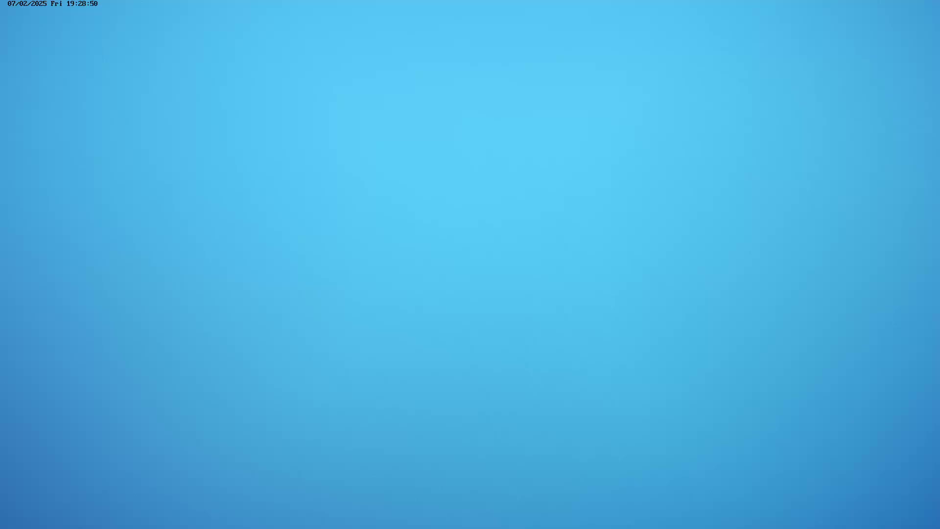 A uniformly light-blue sky is visible.