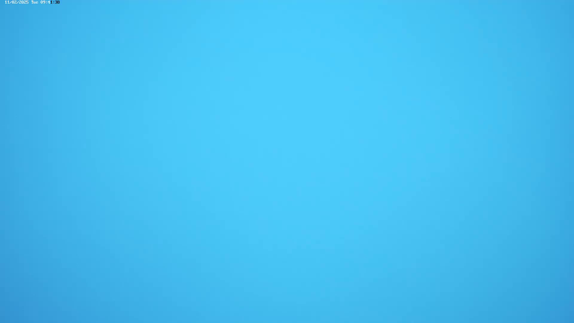 A solid, light-blue background fills the entire image.