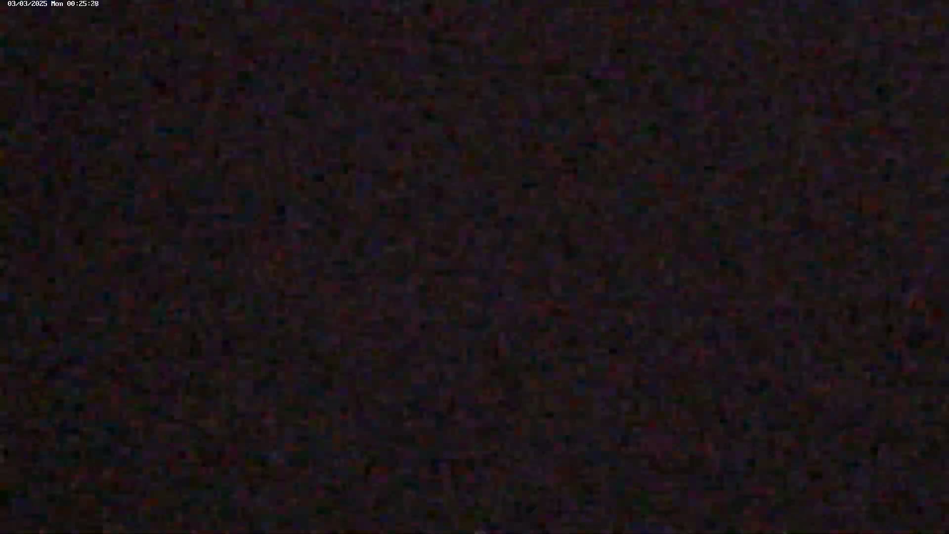 The image shows a dark, grainy, and indistinct view of what appears to be a nighttime scene with poor visibility.