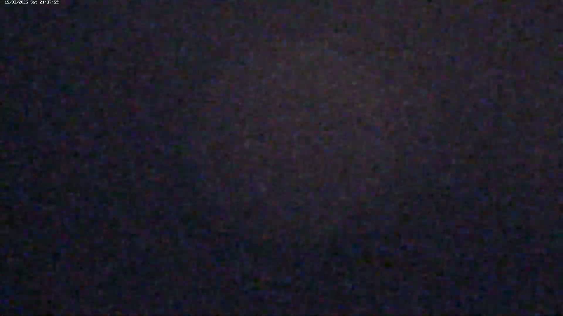 The image shows a dark, grainy, and blurry view of a night scene.