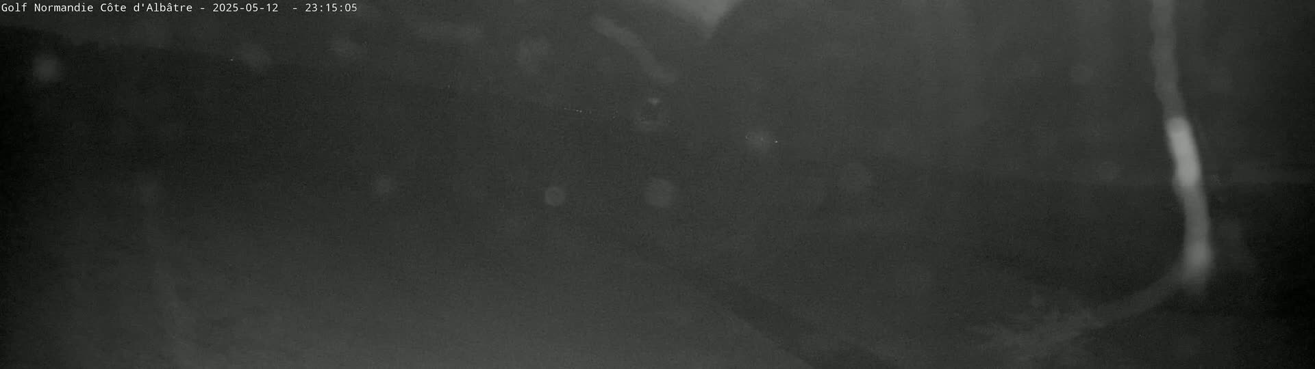 A grainy, dark nighttime image shows a blurry, indistinct scene.