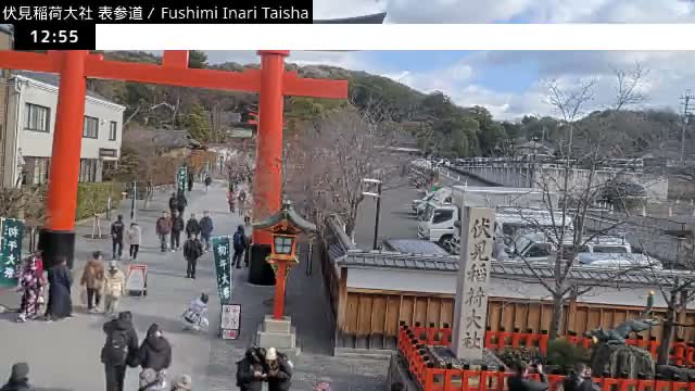 ( 伏見稲荷大社本殿（本殿）、京都、伏見 )Main Hall (Honden) of Fushimi Inari Taisha Honden (Sanctuary), Kyoto, Fushimi Live Cam -  Fukakusa Yabunouchicho, Fushimi-ku, Kyoto, Kyōto, Kansai, Japan 