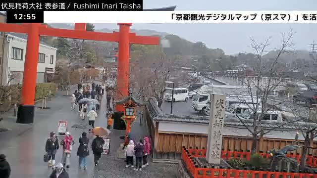 ( 伏見稲荷大社本殿（本殿）、京都、伏見 )Main Hall (Honden) of Fushimi Inari Taisha Honden (Sanctuary), Kyoto, Fushimi Live Cam -  Fukakusa Yabunouchicho, Fushimi-ku, Kyoto, Kyōto, Kansai, Japan 
