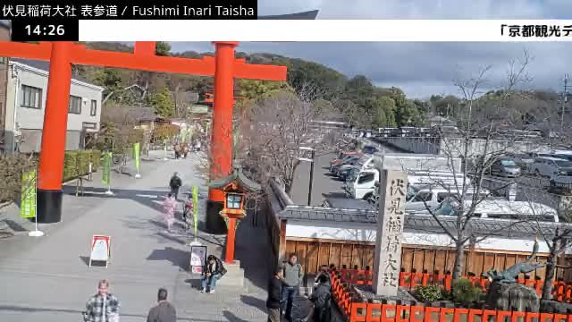 ( 伏見稲荷大社本殿（本殿）、京都、伏見 )Main Hall (Honden) of Fushimi Inari Taisha Honden (Sanctuary), Kyoto, Fushimi Live Cam -  Fukakusa Yabunouchicho, Fushimi-ku, Kyoto, Kyōto, Kansai, Japan 