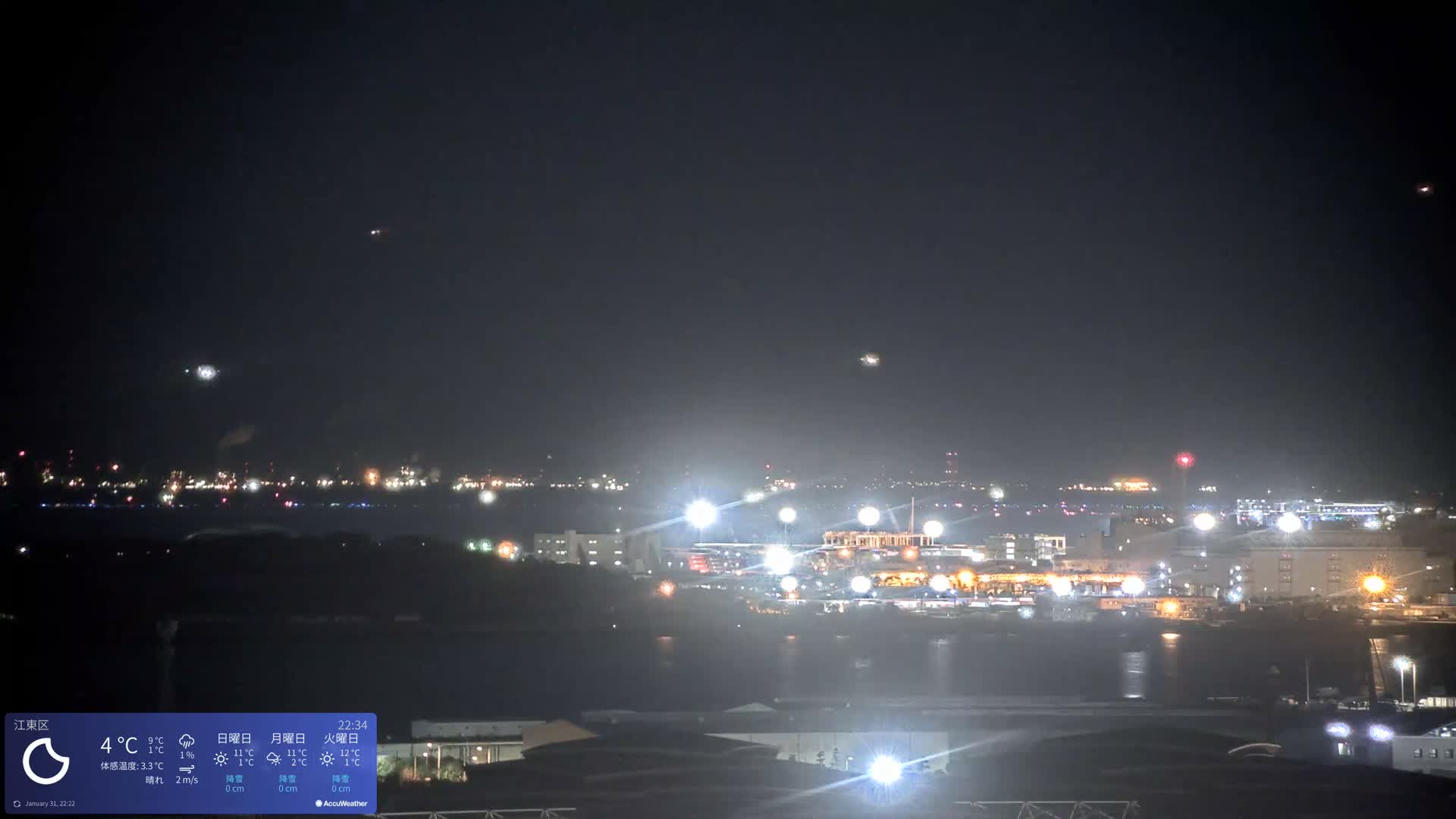 Tokyo Bay ( 東京都江東区有明から東京湾と羽田空港の飛行機観察 ) Haneda Airport Plane Spotting HND/RJTT from Ariate, Koto-ku, Tokyo Live Cam - 1 Chome, Ariake, Koto-ku, Tokyo, Kantō, Honshu, Japan