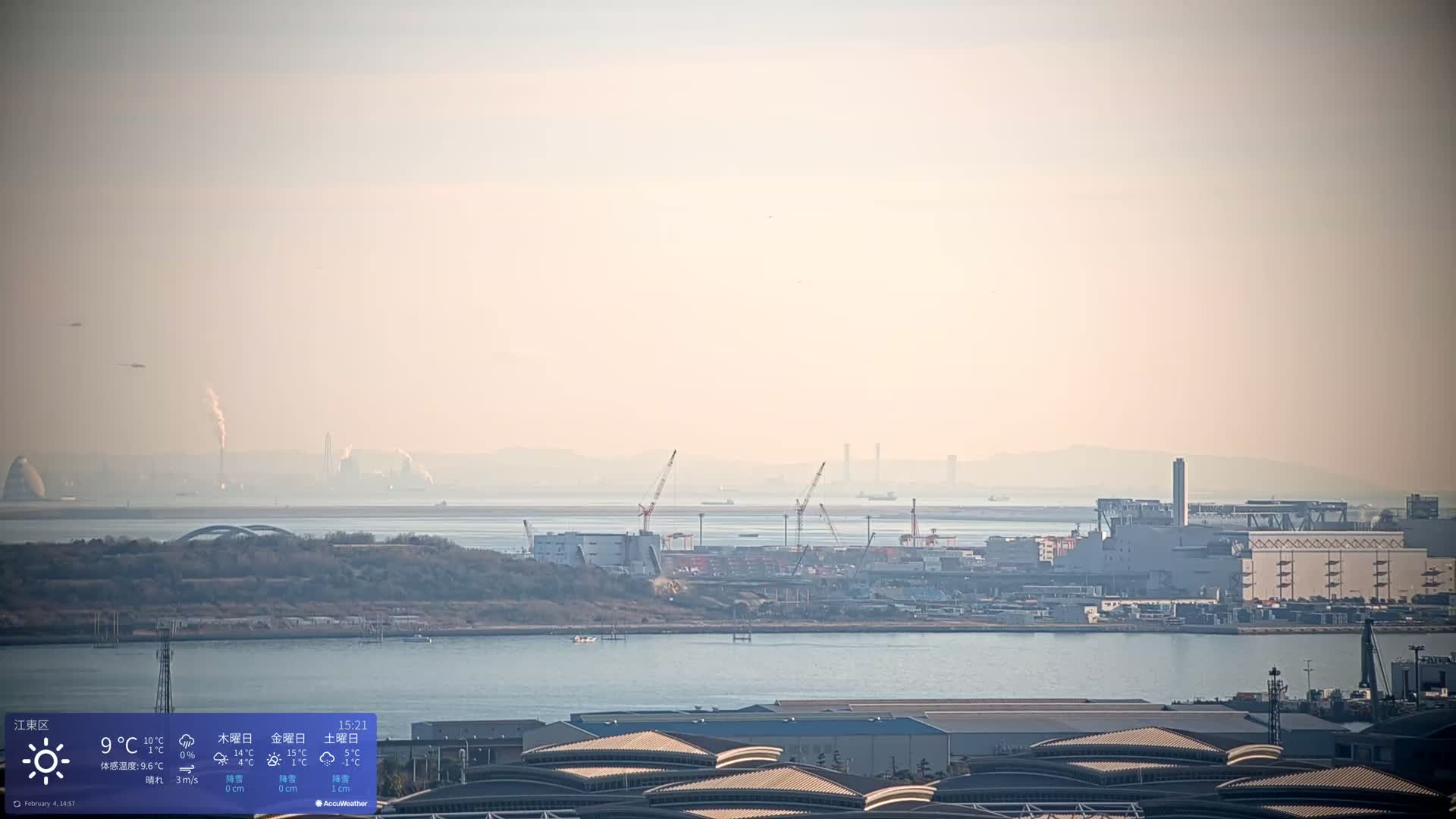 Tokyo Bay ( 東京都江東区有明から東京湾と羽田空港の飛行機観察 ) Haneda Airport Plane Spotting HND/RJTT from Ariate, Koto-ku, Tokyo Live Cam - 1 Chome, Ariake, Koto-ku, Tokyo, Kantō, Honshu, Japan