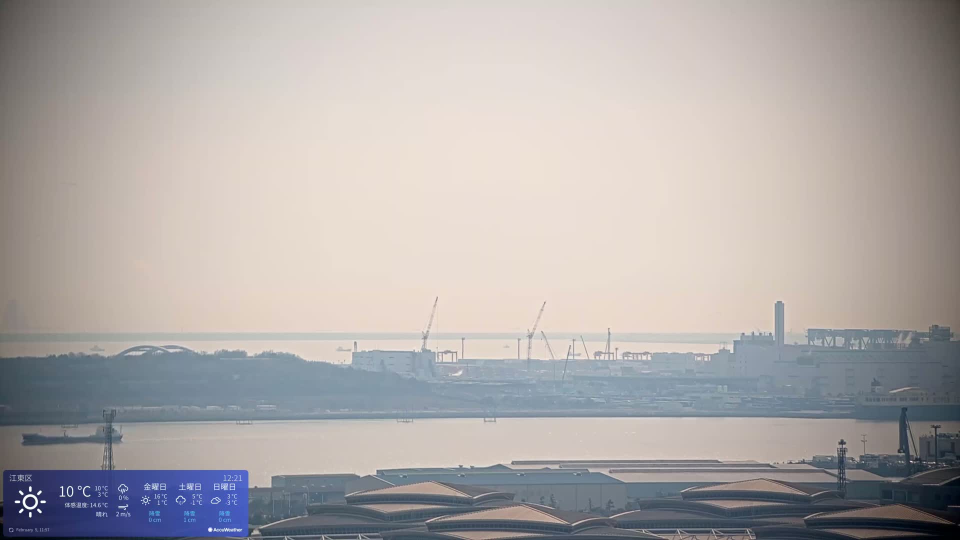 Tokyo Bay ( 東京都江東区有明から東京湾と羽田空港の飛行機観察 ) Haneda Airport Plane Spotting HND/RJTT from Ariate, Koto-ku, Tokyo Live Cam - 1 Chome, Ariake, Koto-ku, Tokyo, Kantō, Honshu, Japan