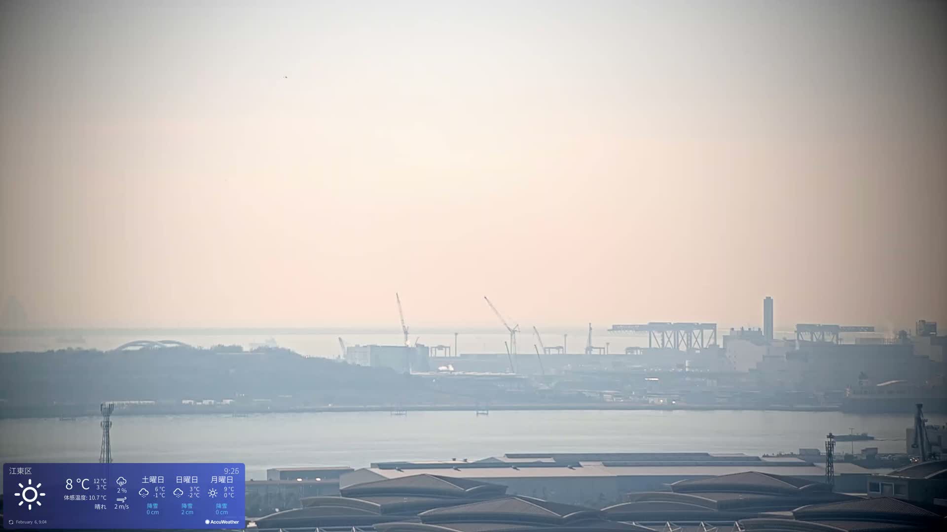 Tokyo Bay ( 東京都江東区有明から東京湾と羽田空港の飛行機観察 ) Haneda Airport Plane Spotting HND/RJTT from Ariate, Koto-ku, Tokyo Live Cam - 1 Chome, Ariake, Koto-ku, Tokyo, Kantō, Honshu, Japan