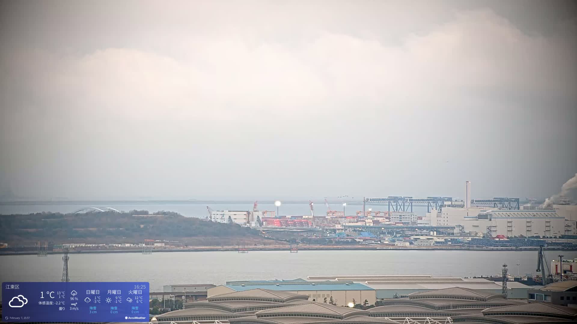 Tokyo Bay ( 東京都江東区有明から東京湾と羽田空港の飛行機観察 ) Haneda Airport Plane Spotting HND/RJTT from Ariate, Koto-ku, Tokyo Live Cam - 1 Chome, Ariake, Koto-ku, Tokyo, Kantō, Honshu, Japan