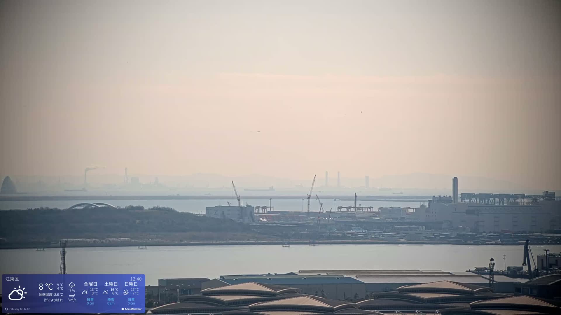 Tokyo Bay ( 東京都江東区有明から東京湾と羽田空港の飛行機観察 ) Haneda Airport Plane Spotting HND/RJTT from Ariate, Koto-ku, Tokyo Live Cam - 1 Chome, Ariake, Koto-ku, Tokyo, Kantō, Honshu, Japan