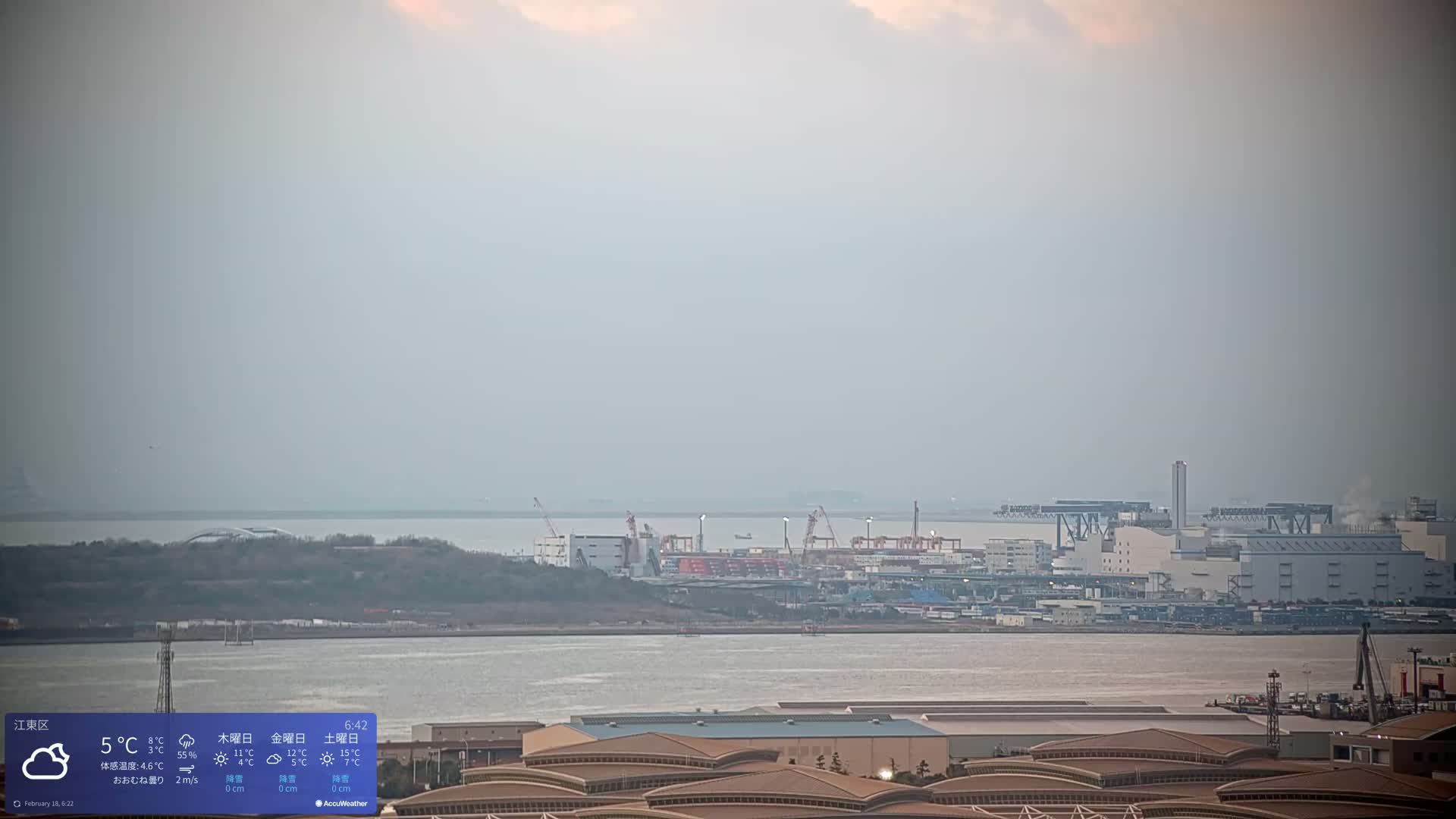 Tokyo Bay ( 東京都江東区有明から東京湾と羽田空港の飛行機観察 ) Haneda Airport Plane Spotting HND/RJTT from Ariate, Koto-ku, Tokyo Live Cam - 1 Chome, Ariake, Koto-ku, Tokyo, Kantō, Honshu, Japan