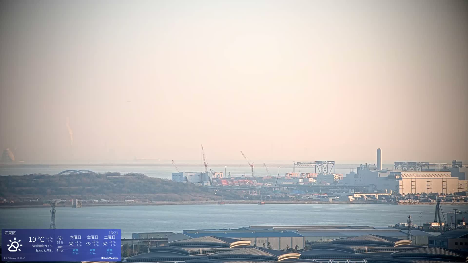 Tokyo Bay ( 東京都江東区有明から東京湾と羽田空港の飛行機観察 ) Haneda Airport Plane Spotting HND/RJTT from Ariate, Koto-ku, Tokyo Live Cam - 1 Chome, Ariake, Koto-ku, Tokyo, Kantō, Honshu, Japan