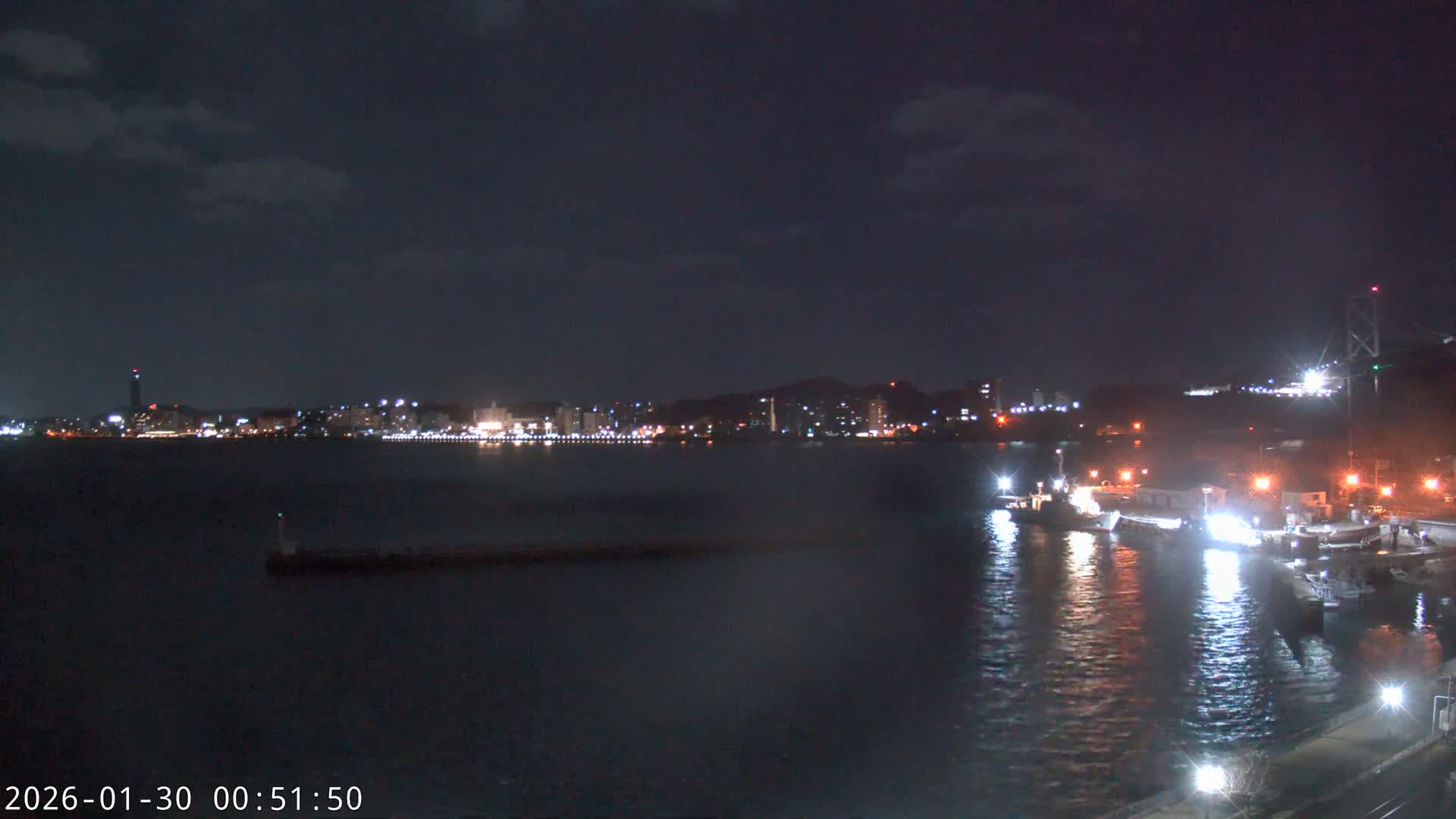 Fukuoka ( 北九州市門司区から見る福岡、関門海峡大橋、下関市 ) Kanmon Strait  Bridge & Shimonoseki City View from Moji Ward, Kitakyushu Live Cam - 2 Chome, Kyumoji, Moji-ku, Kitakyushu, Fukuoka, Kyushu, Japan