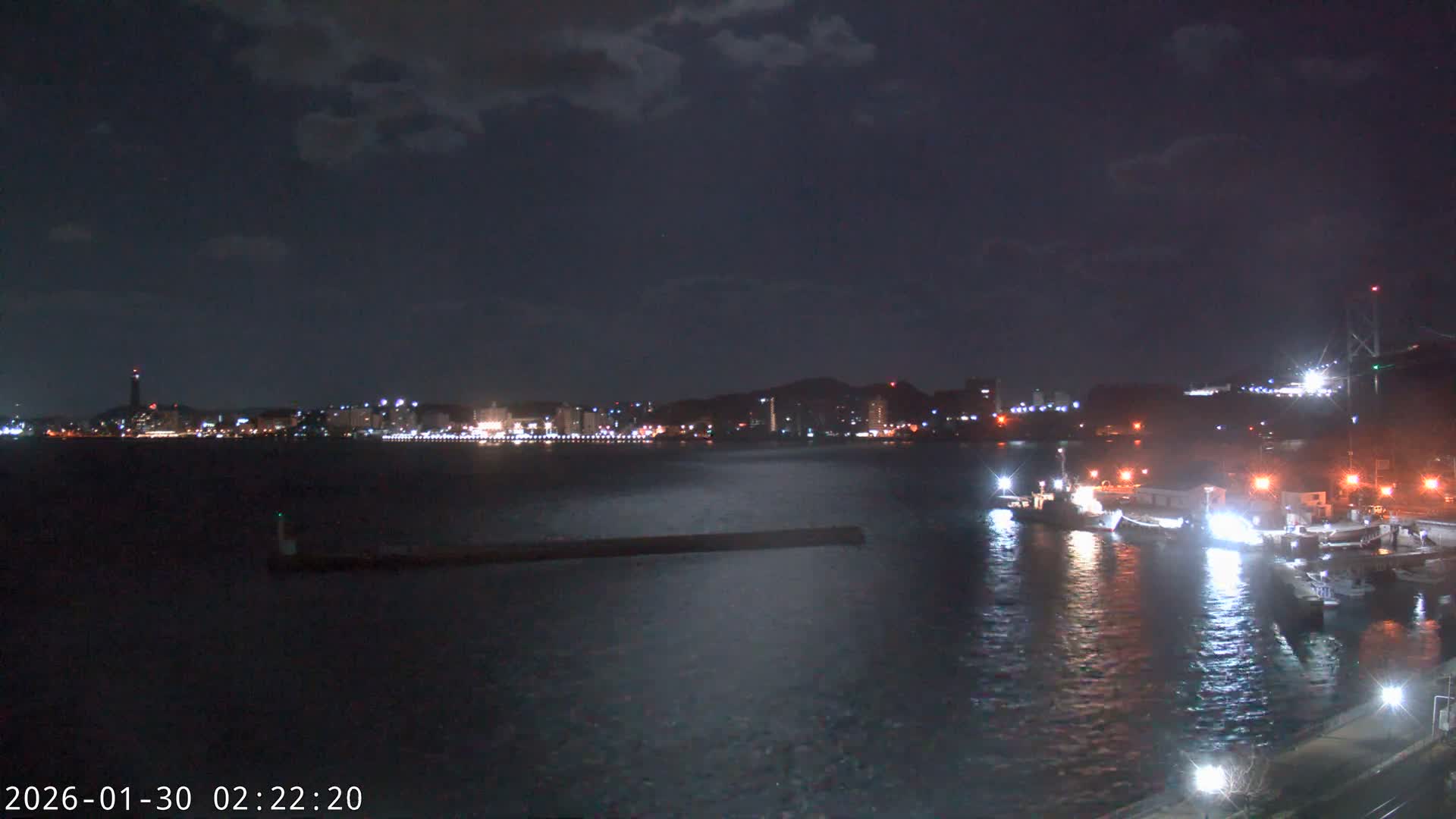 Fukuoka ( 北九州市門司区から見る福岡、関門海峡大橋、下関市 ) Kanmon Strait  Bridge & Shimonoseki City View from Moji Ward, Kitakyushu Live Cam - 2 Chome, Kyumoji, Moji-ku, Kitakyushu, Fukuoka, Kyushu, Japan