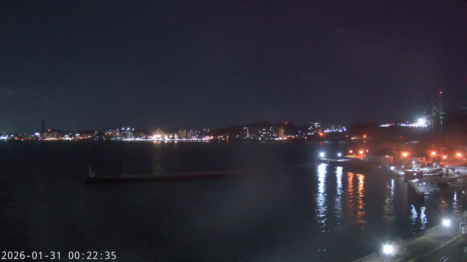 Fukuoka ( 北九州市門司区から見る福岡、関門海峡大橋、下関市 ) Kanmon Strait  Bridge & Shimonoseki City View from Moji Ward, Kitakyushu Live Cam - 2 Chome, Kyumoji, Moji-ku, Kitakyushu, Fukuoka, Kyushu, Japan