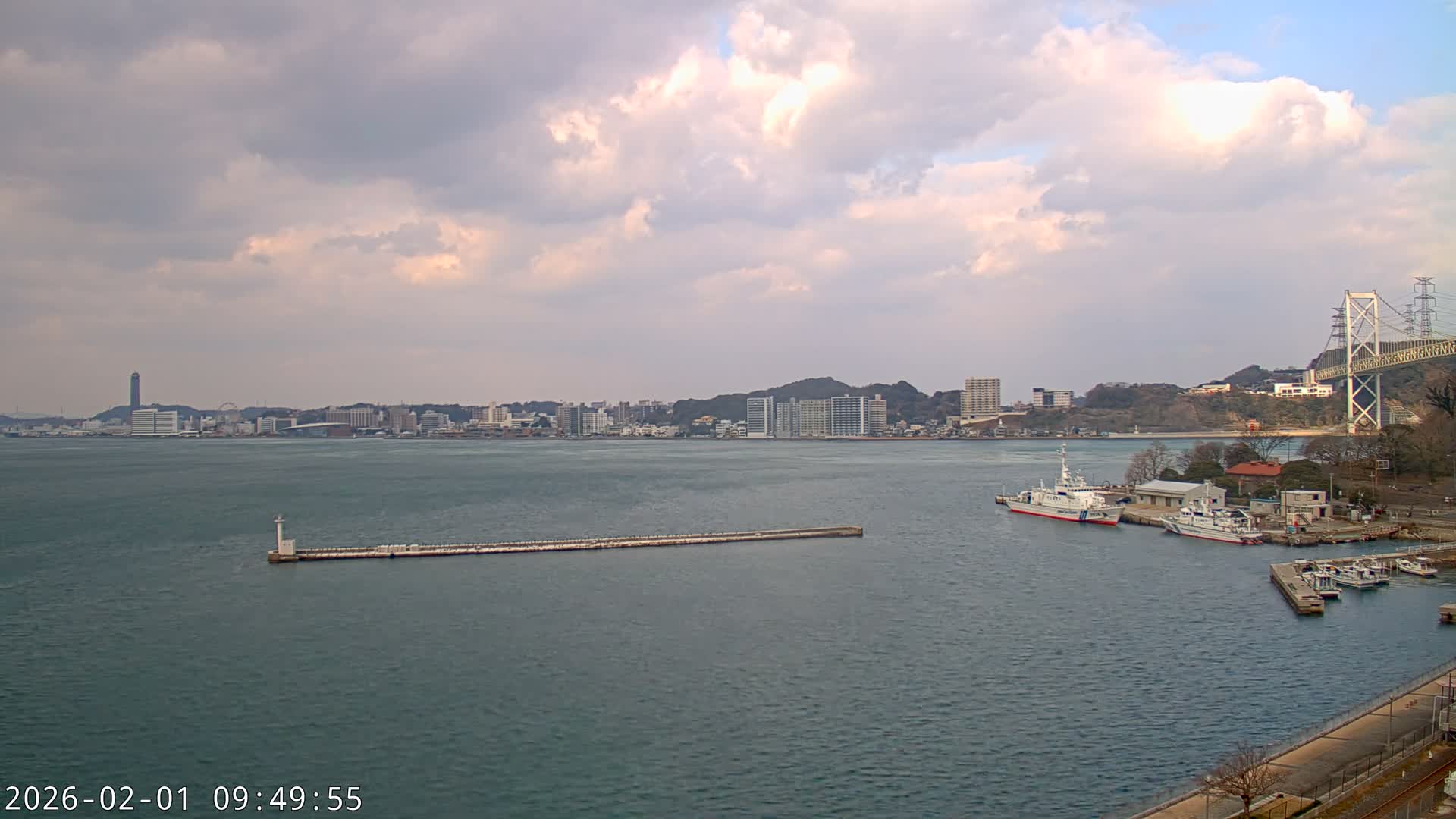 Fukuoka ( 北九州市門司区から見る福岡、関門海峡大橋、下関市 ) Kanmon Strait  Bridge & Shimonoseki City View from Moji Ward, Kitakyushu Live Cam - 2 Chome, Kyumoji, Moji-ku, Kitakyushu, Fukuoka, Kyushu, Japan