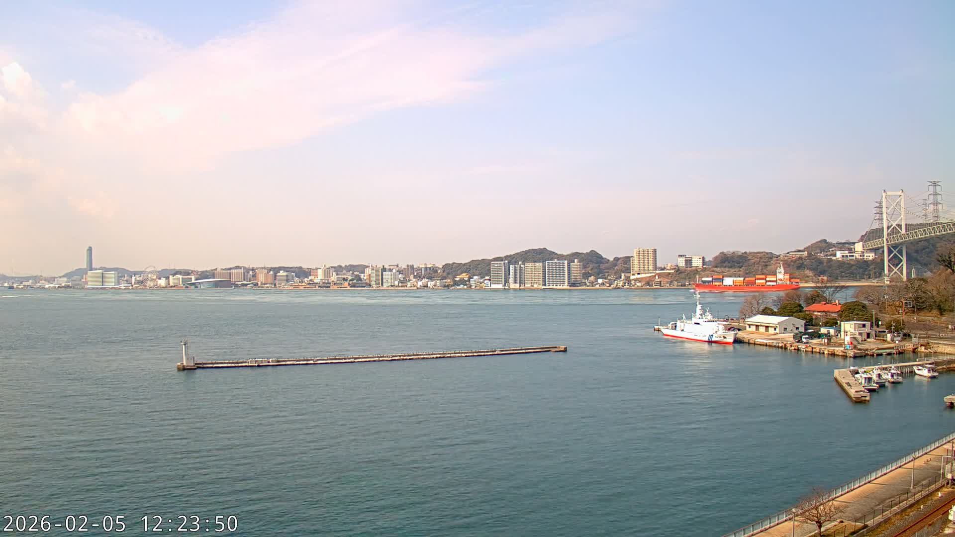 Fukuoka ( 北九州市門司区から見る福岡、関門海峡大橋、下関市 ) Kanmon Strait  Bridge & Shimonoseki City View from Moji Ward, Kitakyushu Live Cam - 2 Chome, Kyumoji, Moji-ku, Kitakyushu, Fukuoka, Kyushu, Japan