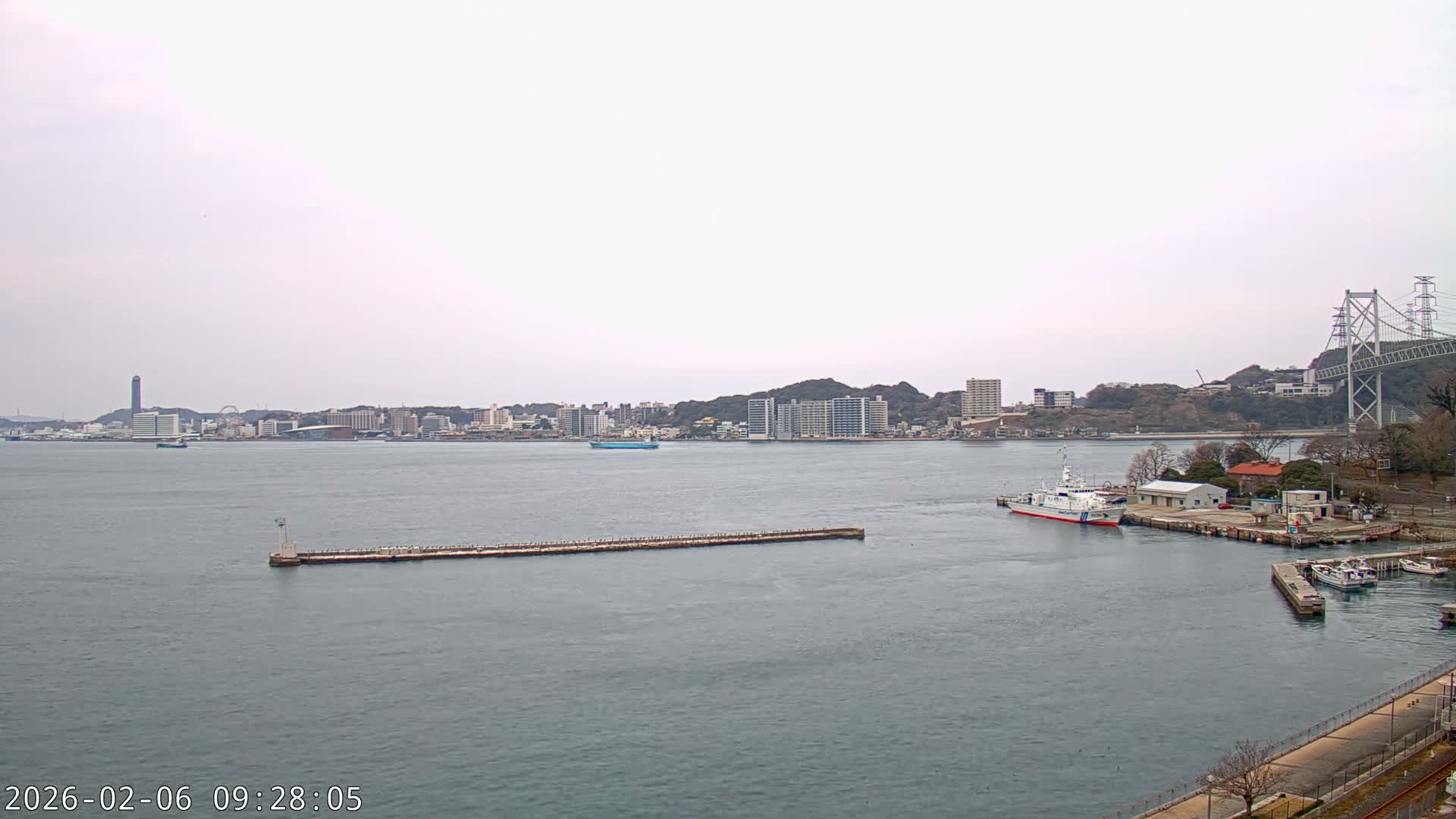 Fukuoka ( 北九州市門司区から見る福岡、関門海峡大橋、下関市 ) Kanmon Strait  Bridge & Shimonoseki City View from Moji Ward, Kitakyushu Live Cam - 2 Chome, Kyumoji, Moji-ku, Kitakyushu, Fukuoka, Kyushu, Japan