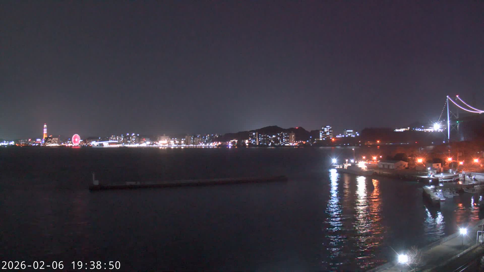 Fukuoka ( 北九州市門司区から見る福岡、関門海峡大橋、下関市 ) Kanmon Strait  Bridge & Shimonoseki City View from Moji Ward, Kitakyushu Live Cam - 2 Chome, Kyumoji, Moji-ku, Kitakyushu, Fukuoka, Kyushu, Japan