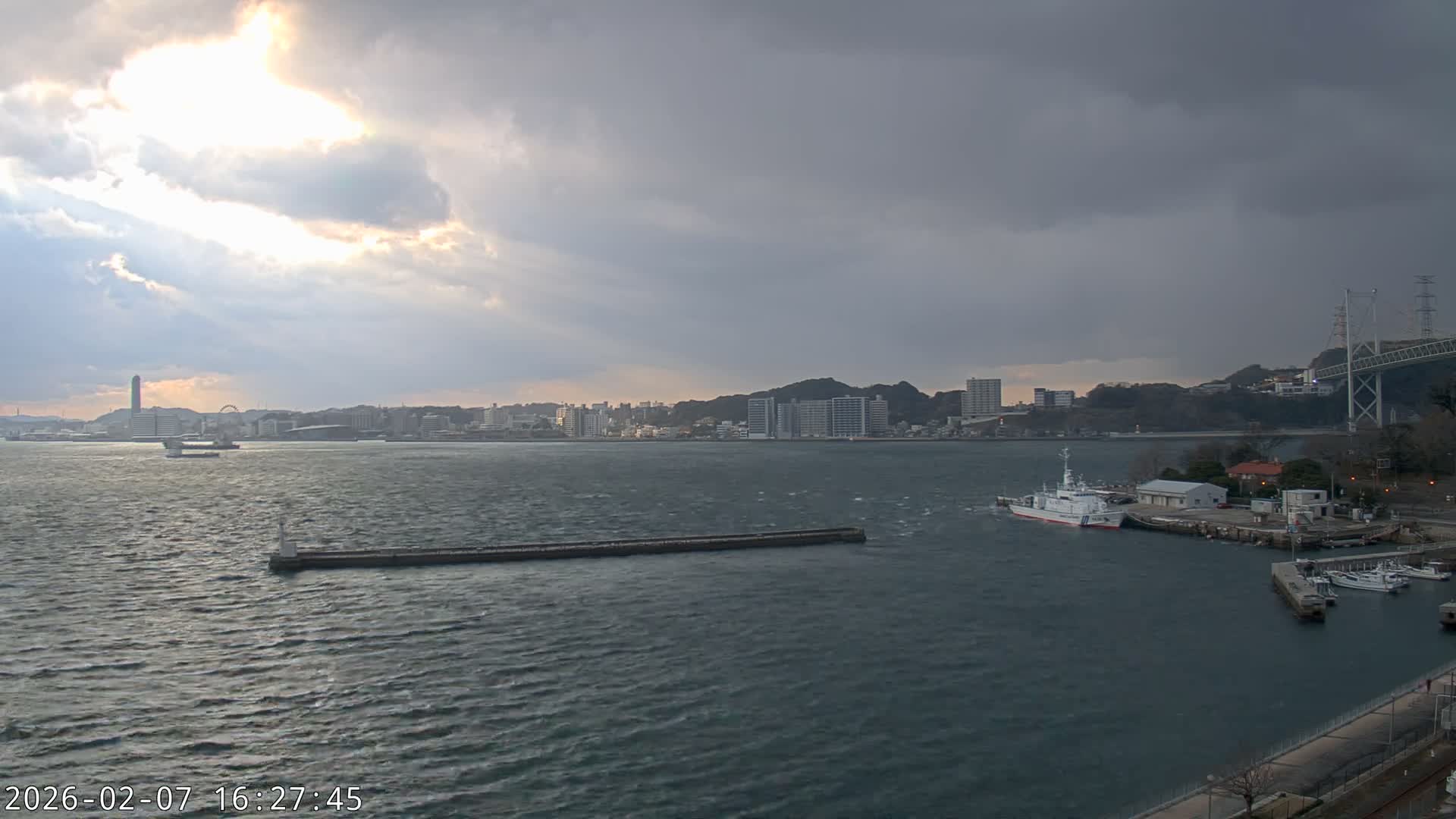 Fukuoka ( 北九州市門司区から見る福岡、関門海峡大橋、下関市 ) Kanmon Strait  Bridge & Shimonoseki City View from Moji Ward, Kitakyushu Live Cam - 2 Chome, Kyumoji, Moji-ku, Kitakyushu, Fukuoka, Kyushu, Japan