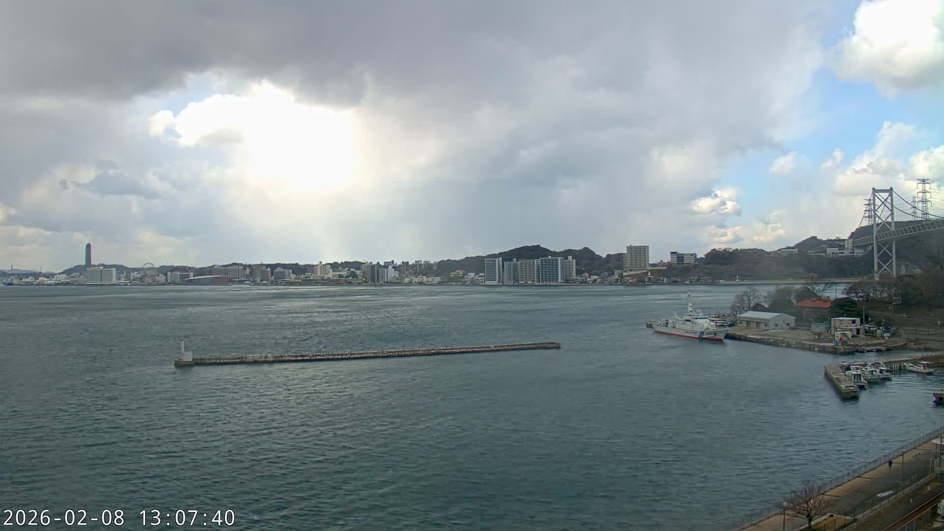 Fukuoka ( 北九州市門司区から見る福岡、関門海峡大橋、下関市 ) Kanmon Strait  Bridge & Shimonoseki City View from Moji Ward, Kitakyushu Live Cam - 2 Chome, Kyumoji, Moji-ku, Kitakyushu, Fukuoka, Kyushu, Japan