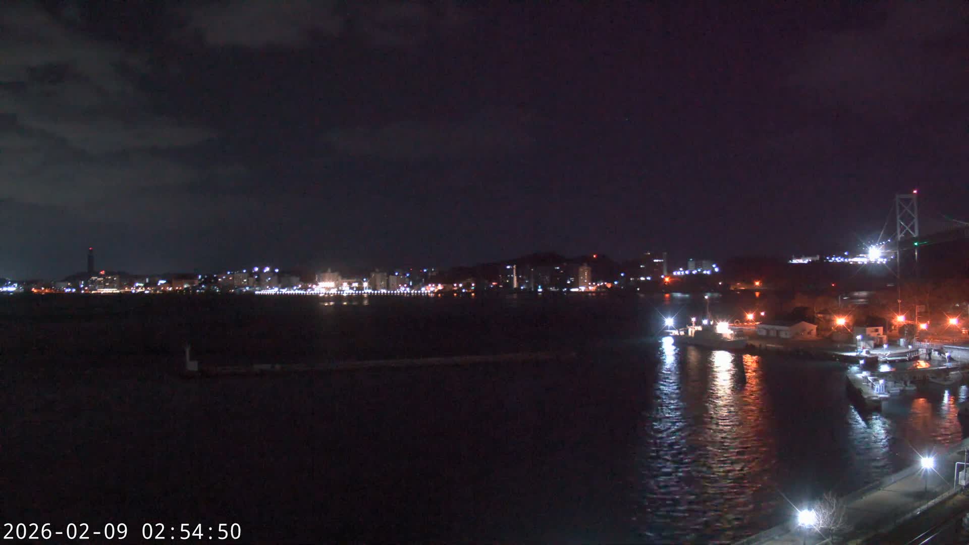 Fukuoka ( 北九州市門司区から見る福岡、関門海峡大橋、下関市 ) Kanmon Strait  Bridge & Shimonoseki City View from Moji Ward, Kitakyushu Live Cam - 2 Chome, Kyumoji, Moji-ku, Kitakyushu, Fukuoka, Kyushu, Japan