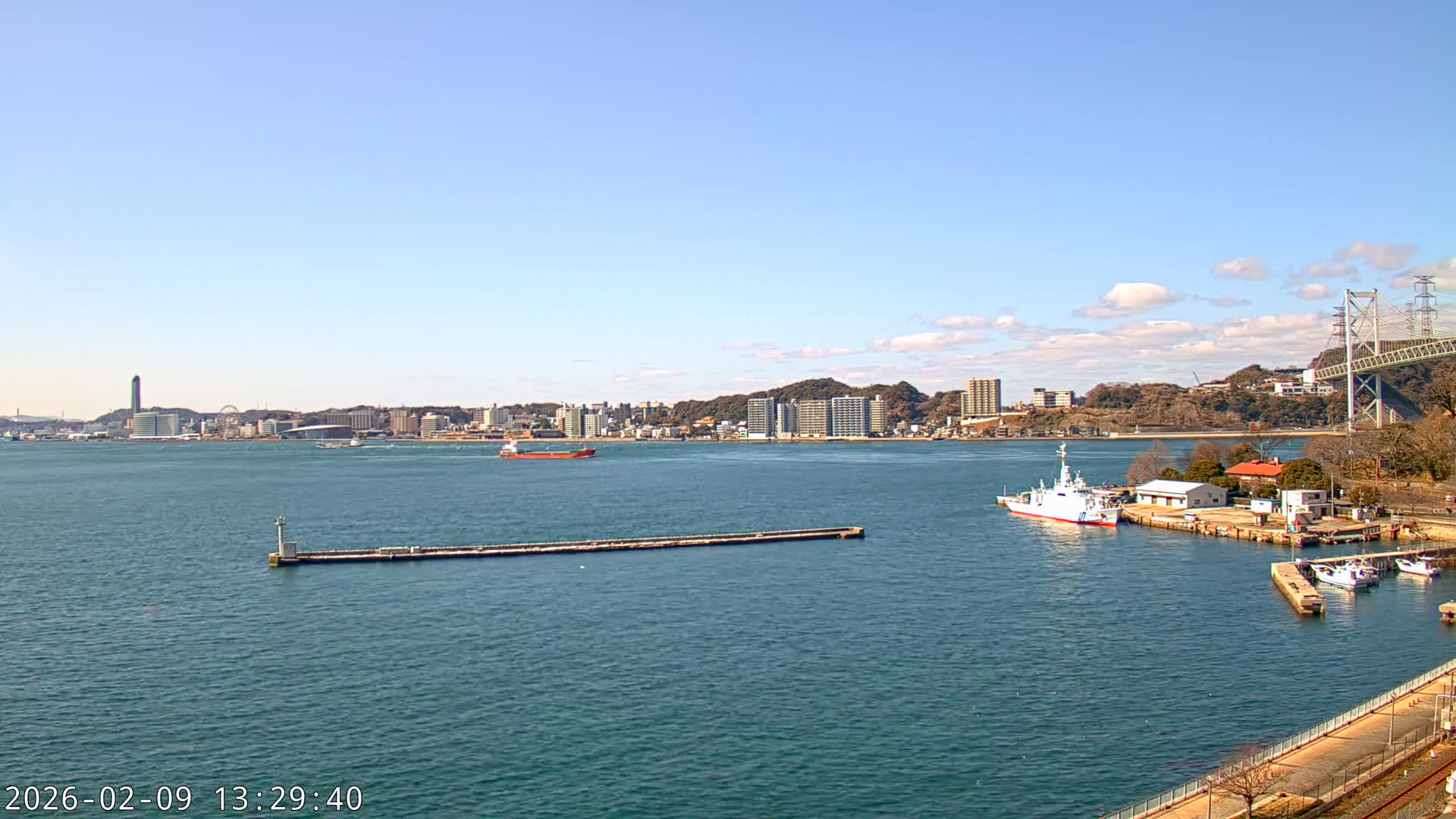Fukuoka ( 北九州市門司区から見る福岡、関門海峡大橋、下関市 ) Kanmon Strait  Bridge & Shimonoseki City View from Moji Ward, Kitakyushu Live Cam - 2 Chome, Kyumoji, Moji-ku, Kitakyushu, Fukuoka, Kyushu, Japan