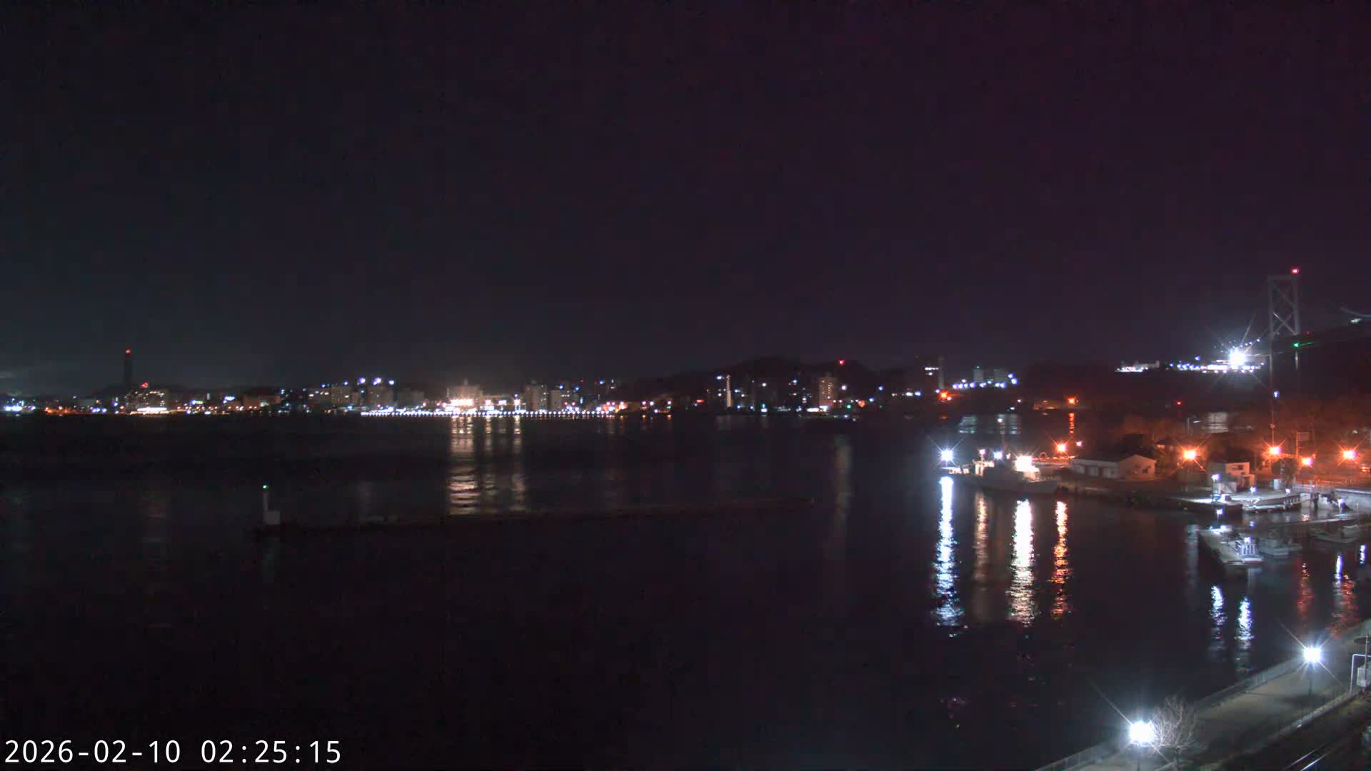 Fukuoka ( 北九州市門司区から見る福岡、関門海峡大橋、下関市 ) Kanmon Strait  Bridge & Shimonoseki City View from Moji Ward, Kitakyushu Live Cam - 2 Chome, Kyumoji, Moji-ku, Kitakyushu, Fukuoka, Kyushu, Japan