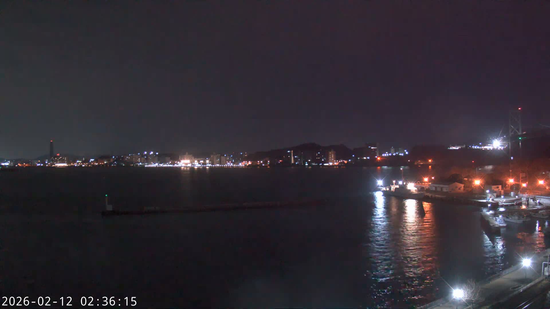 Fukuoka ( 北九州市門司区から見る福岡、関門海峡大橋、下関市 ) Kanmon Strait  Bridge & Shimonoseki City View from Moji Ward, Kitakyushu Live Cam - 2 Chome, Kyumoji, Moji-ku, Kitakyushu, Fukuoka, Kyushu, Japan