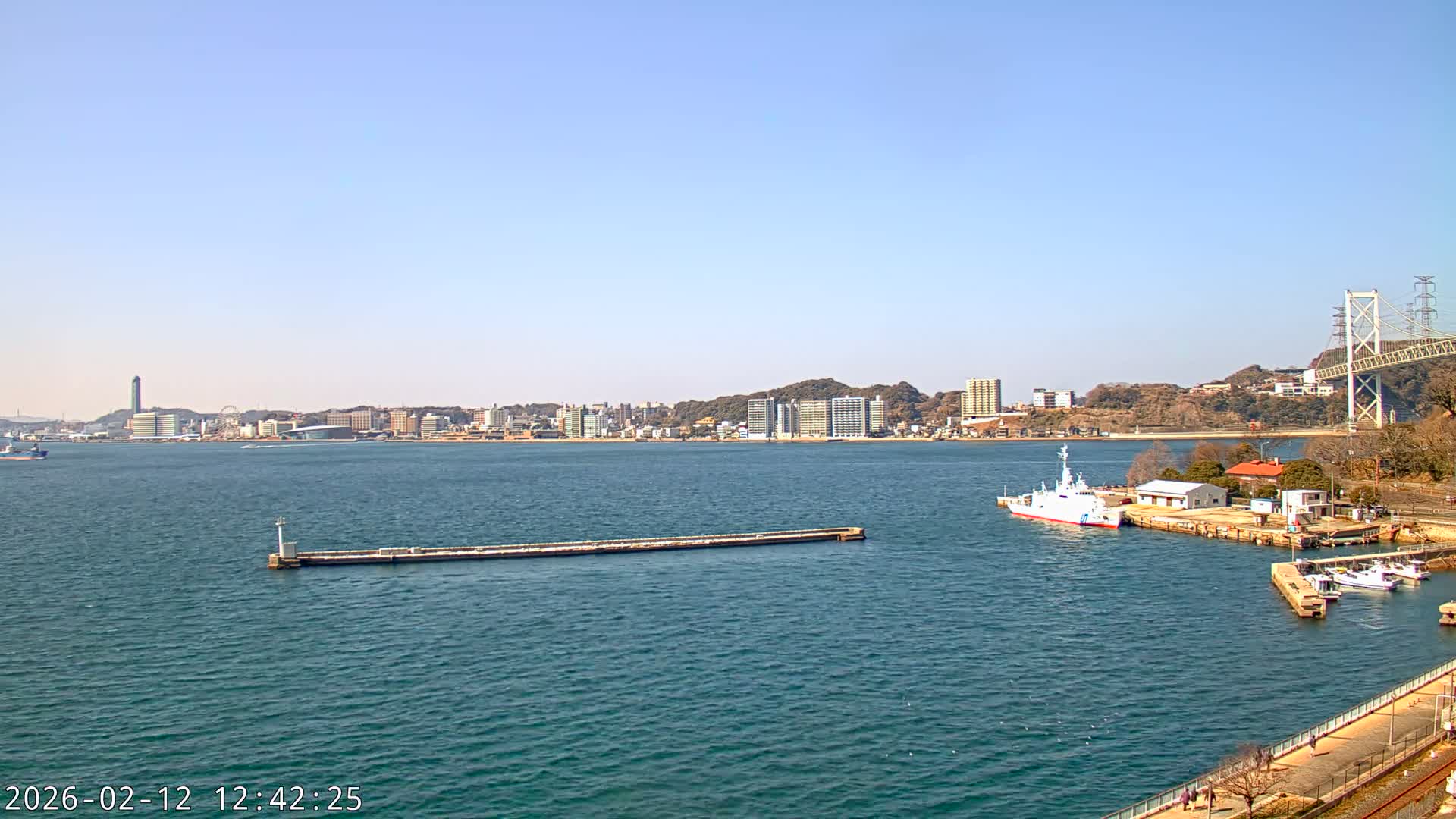Fukuoka ( 北九州市門司区から見る福岡、関門海峡大橋、下関市 ) Kanmon Strait  Bridge & Shimonoseki City View from Moji Ward, Kitakyushu Live Cam - 2 Chome, Kyumoji, Moji-ku, Kitakyushu, Fukuoka, Kyushu, Japan