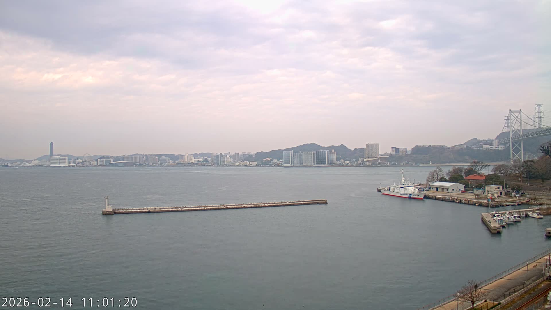 Fukuoka ( 北九州市門司区から見る福岡、関門海峡大橋、下関市 ) Kanmon Strait  Bridge & Shimonoseki City View from Moji Ward, Kitakyushu Live Cam - 2 Chome, Kyumoji, Moji-ku, Kitakyushu, Fukuoka, Kyushu, Japan