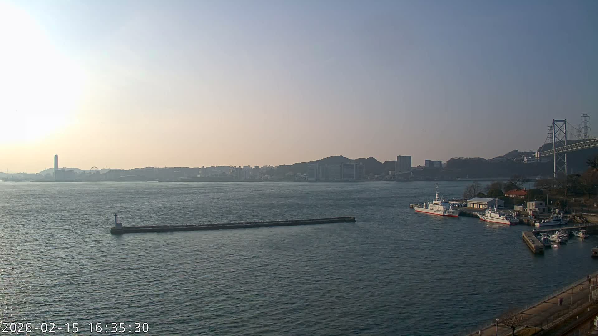 Fukuoka ( 北九州市門司区から見る福岡、関門海峡大橋、下関市 ) Kanmon Strait  Bridge & Shimonoseki City View from Moji Ward, Kitakyushu Live Cam - 2 Chome, Kyumoji, Moji-ku, Kitakyushu, Fukuoka, Kyushu, Japan