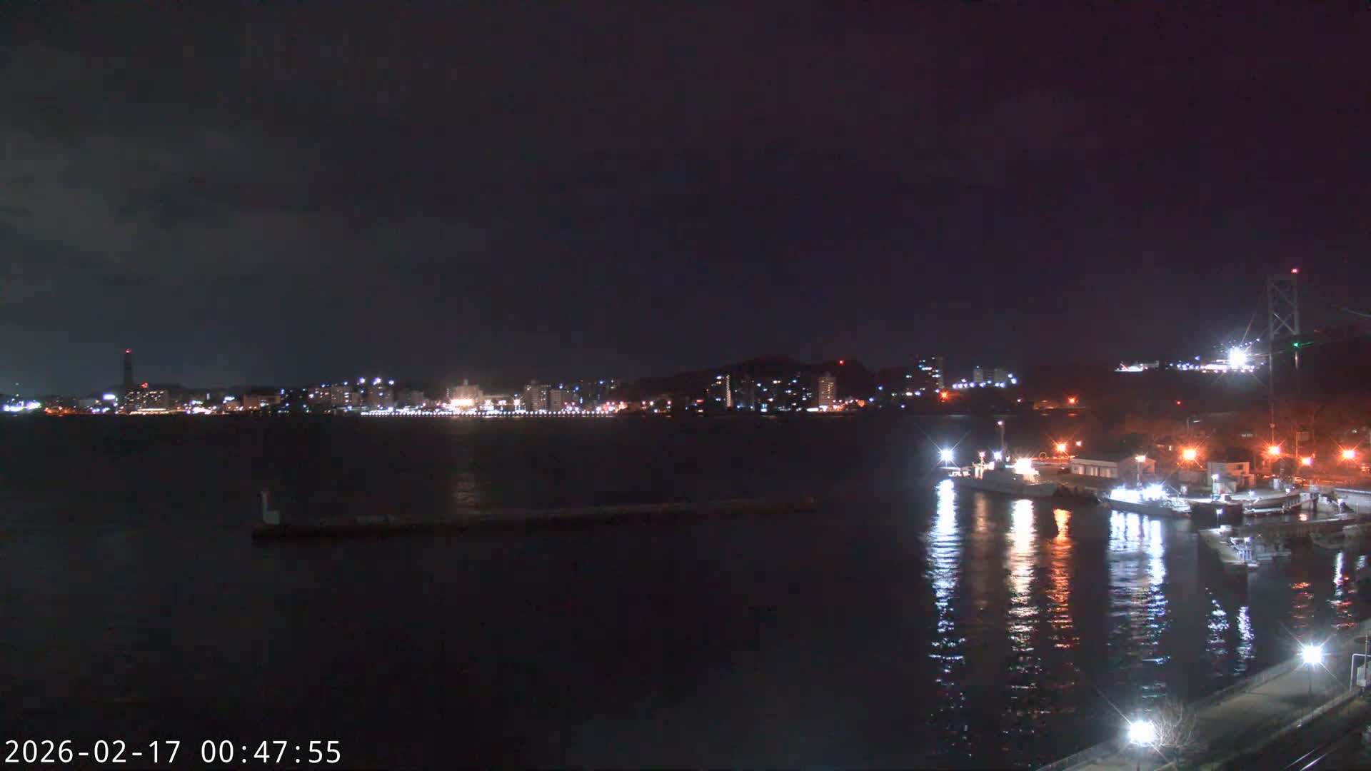 Fukuoka ( 北九州市門司区から見る福岡、関門海峡大橋、下関市 ) Kanmon Strait  Bridge & Shimonoseki City View from Moji Ward, Kitakyushu Live Cam - 2 Chome, Kyumoji, Moji-ku, Kitakyushu, Fukuoka, Kyushu, Japan