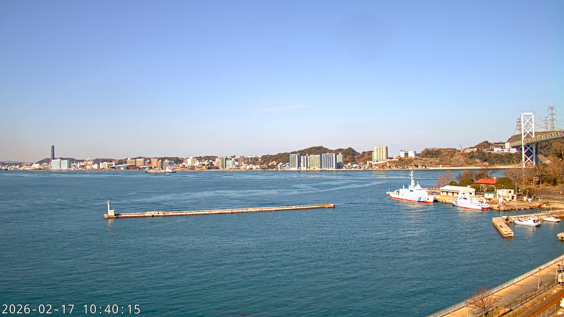 Fukuoka ( 北九州市門司区から見る福岡、関門海峡大橋、下関市 ) Kanmon Strait  Bridge & Shimonoseki City View from Moji Ward, Kitakyushu Live Cam - 2 Chome, Kyumoji, Moji-ku, Kitakyushu, Fukuoka, Kyushu, Japan