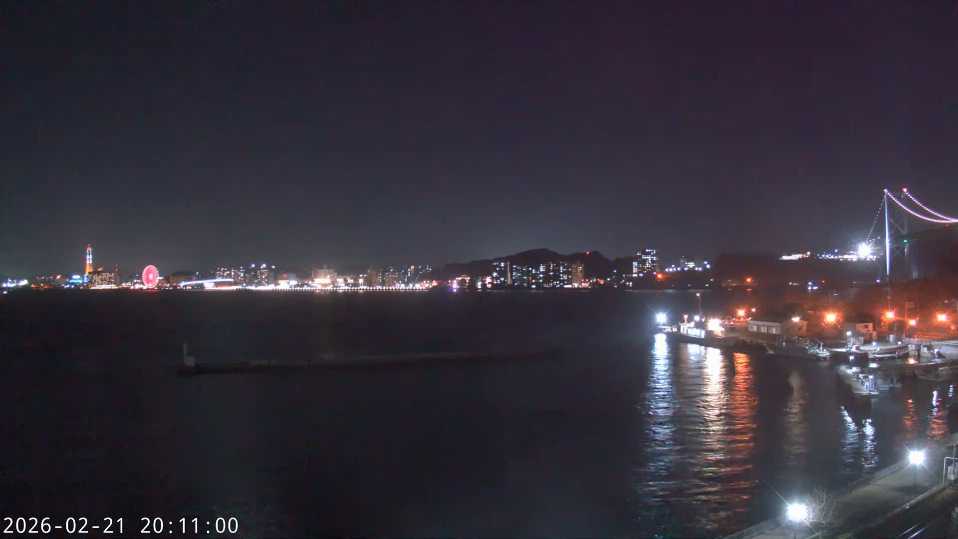 Fukuoka ( 北九州市門司区から見る福岡、関門海峡大橋、下関市 ) Kanmon Strait  Bridge & Shimonoseki City View from Moji Ward, Kitakyushu Live Cam - 2 Chome, Kyumoji, Moji-ku, Kitakyushu, Fukuoka, Kyushu, Japan