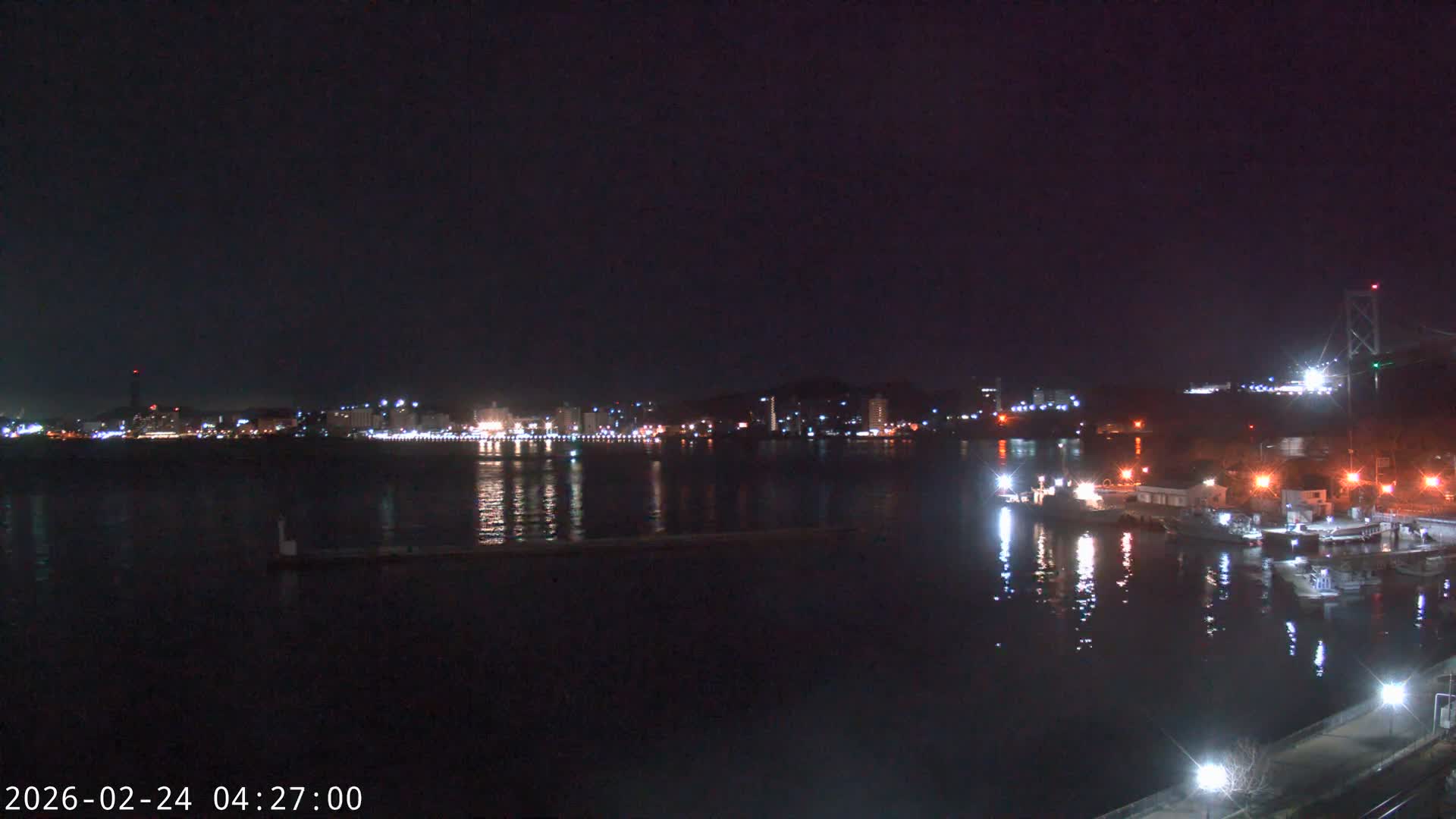 Fukuoka ( 北九州市門司区から見る福岡、関門海峡大橋、下関市 ) Kanmon Strait  Bridge & Shimonoseki City View from Moji Ward, Kitakyushu Live Cam - 2 Chome, Kyumoji, Moji-ku, Kitakyushu, Fukuoka, Kyushu, Japan