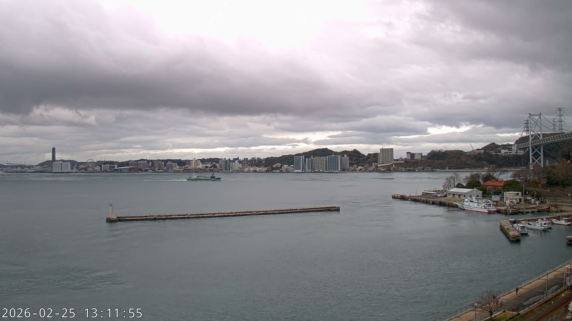 Fukuoka ( 北九州市門司区から見る福岡、関門海峡大橋、下関市 ) Kanmon Strait  Bridge & Shimonoseki City View from Moji Ward, Kitakyushu Live Cam - 2 Chome, Kyumoji, Moji-ku, Kitakyushu, Fukuoka, Kyushu, Japan
