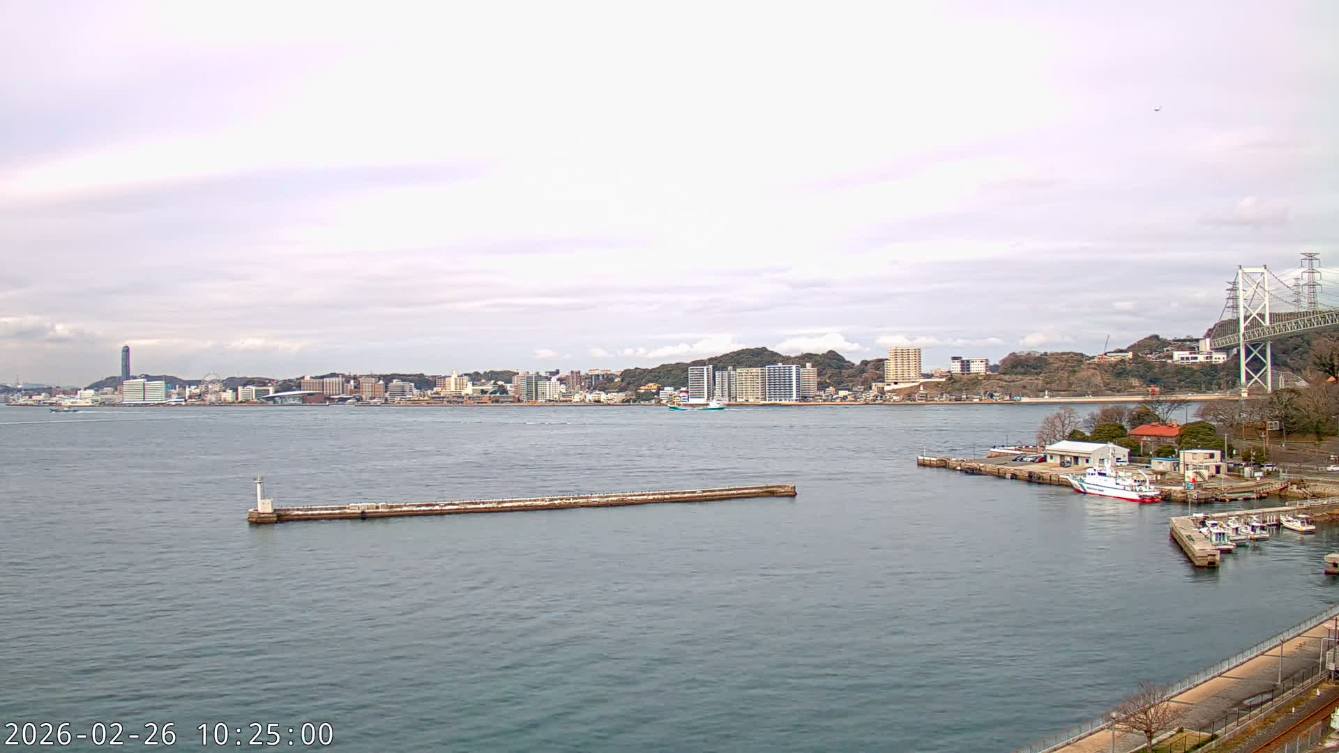 Fukuoka ( 北九州市門司区から見る福岡、関門海峡大橋、下関市 ) Kanmon Strait  Bridge & Shimonoseki City View from Moji Ward, Kitakyushu Live Cam - 2 Chome, Kyumoji, Moji-ku, Kitakyushu, Fukuoka, Kyushu, Japan