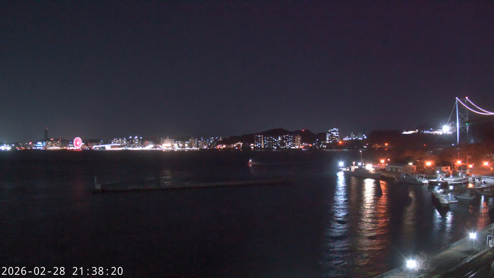 Fukuoka ( 北九州市門司区から見る福岡、関門海峡大橋、下関市 ) Kanmon Strait  Bridge & Shimonoseki City View from Moji Ward, Kitakyushu Live Cam - 2 Chome, Kyumoji, Moji-ku, Kitakyushu, Fukuoka, Kyushu, Japan