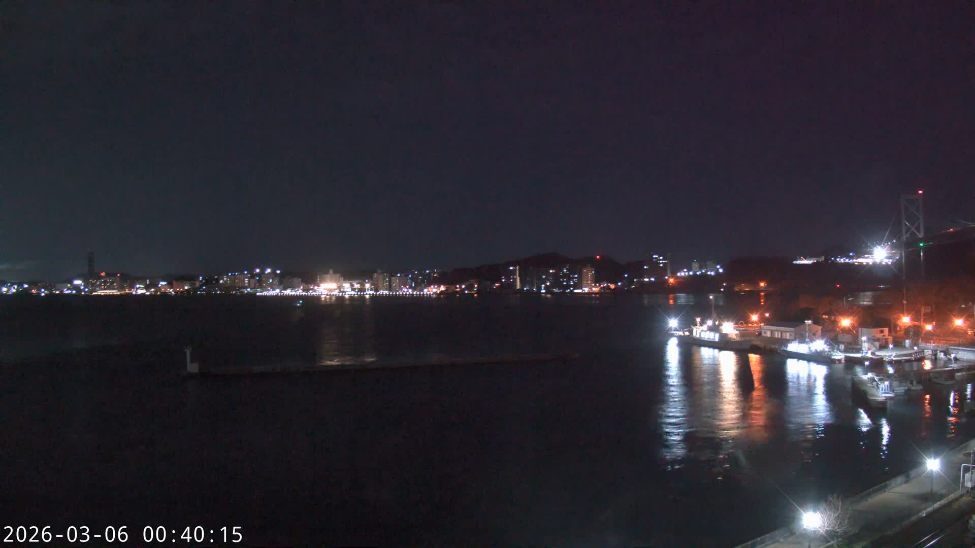 Fukuoka ( 北九州市門司区から見る福岡、関門海峡大橋、下関市 ) Kanmon Strait  Bridge & Shimonoseki City View from Moji Ward, Kitakyushu Live Cam - 2 Chome, Kyumoji, Moji-ku, Kitakyushu, Fukuoka, Kyushu, Japan