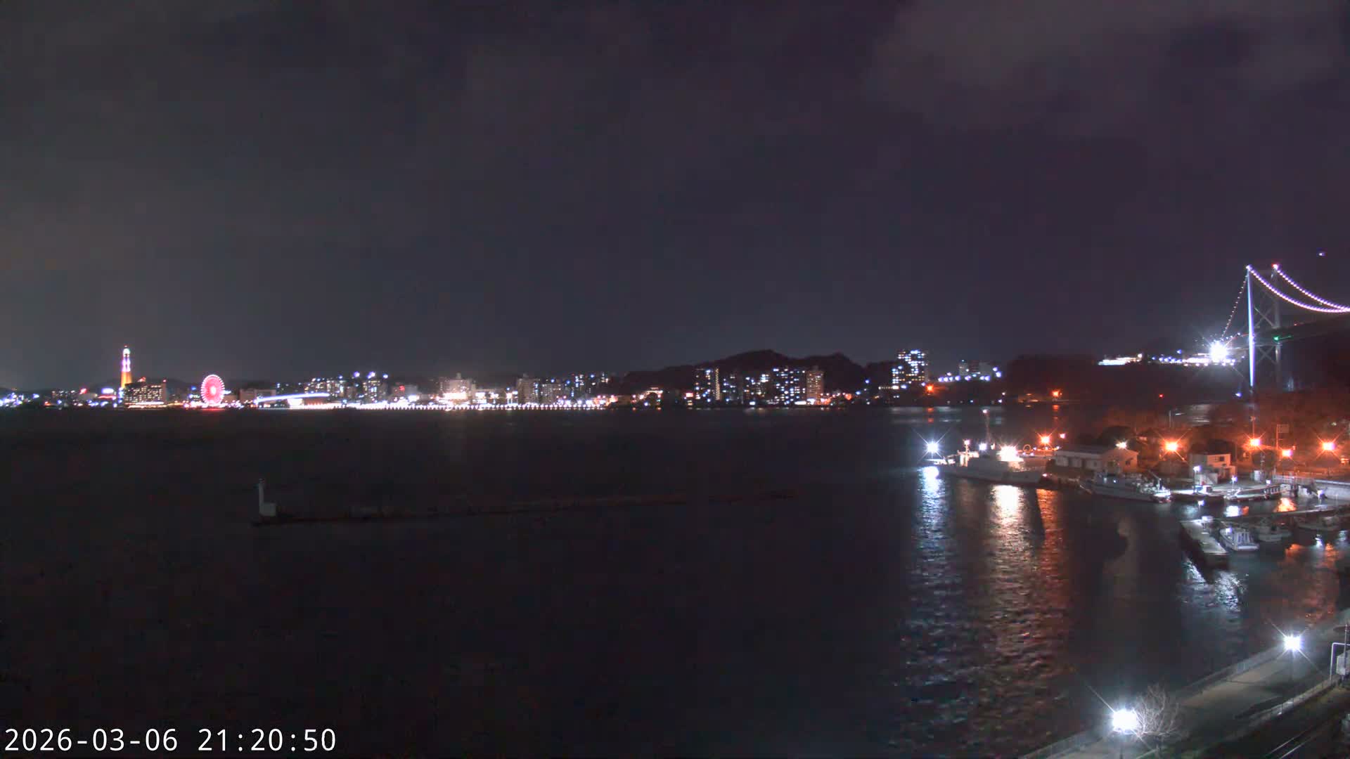Fukuoka ( 北九州市門司区から見る福岡、関門海峡大橋、下関市 ) Kanmon Strait  Bridge & Shimonoseki City View from Moji Ward, Kitakyushu Live Cam - 2 Chome, Kyumoji, Moji-ku, Kitakyushu, Fukuoka, Kyushu, Japan