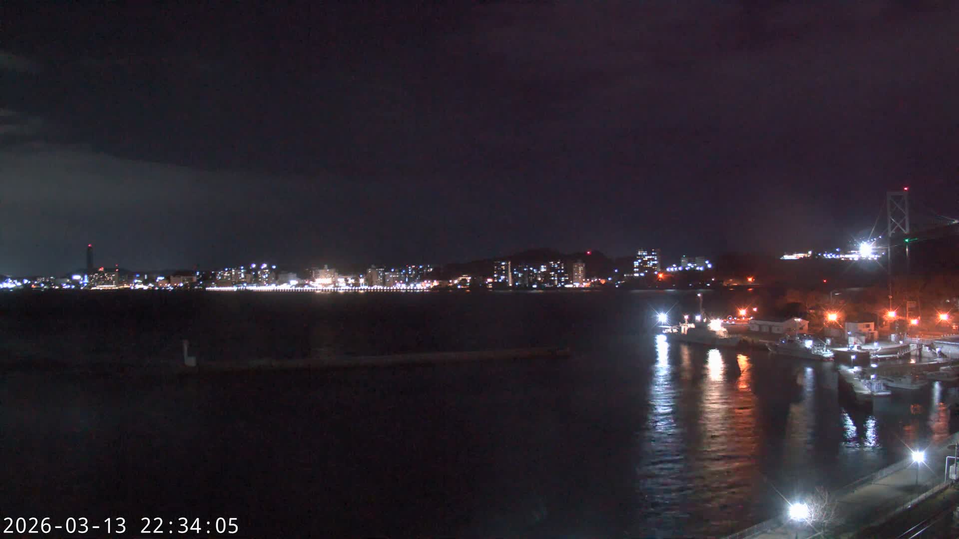 Fukuoka ( 北九州市門司区から見る福岡、関門海峡大橋、下関市 ) Kanmon Strait  Bridge & Shimonoseki City View from Moji Ward, Kitakyushu Live Cam - 2 Chome, Kyumoji, Moji-ku, Kitakyushu, Fukuoka, Kyushu, Japan