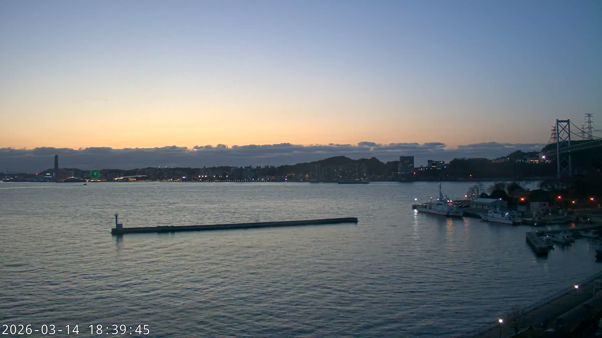 Fukuoka ( 北九州市門司区から見る福岡、関門海峡大橋、下関市 ) Kanmon Strait  Bridge & Shimonoseki City View from Moji Ward, Kitakyushu Live Cam - 2 Chome, Kyumoji, Moji-ku, Kitakyushu, Fukuoka, Kyushu, Japan