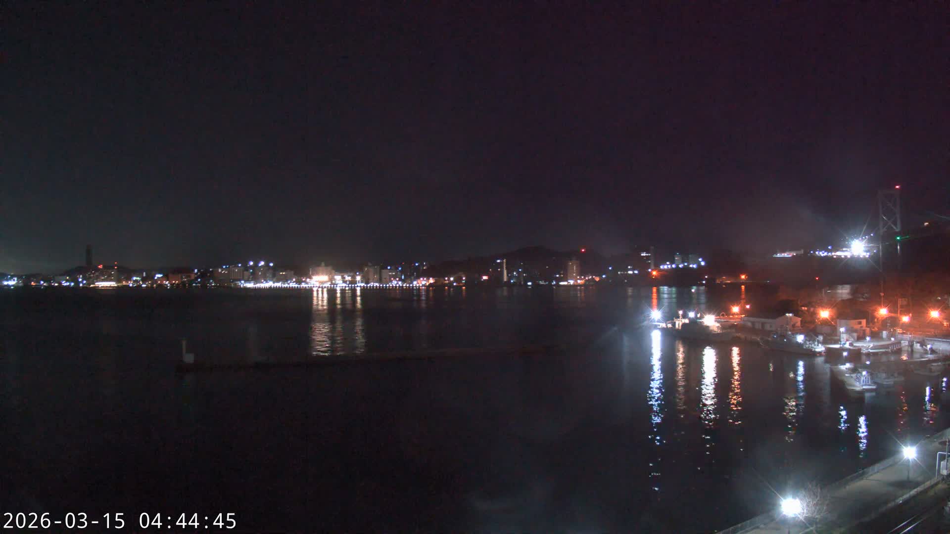 Fukuoka ( 北九州市門司区から見る福岡、関門海峡大橋、下関市 ) Kanmon Strait  Bridge & Shimonoseki City View from Moji Ward, Kitakyushu Live Cam - 2 Chome, Kyumoji, Moji-ku, Kitakyushu, Fukuoka, Kyushu, Japan