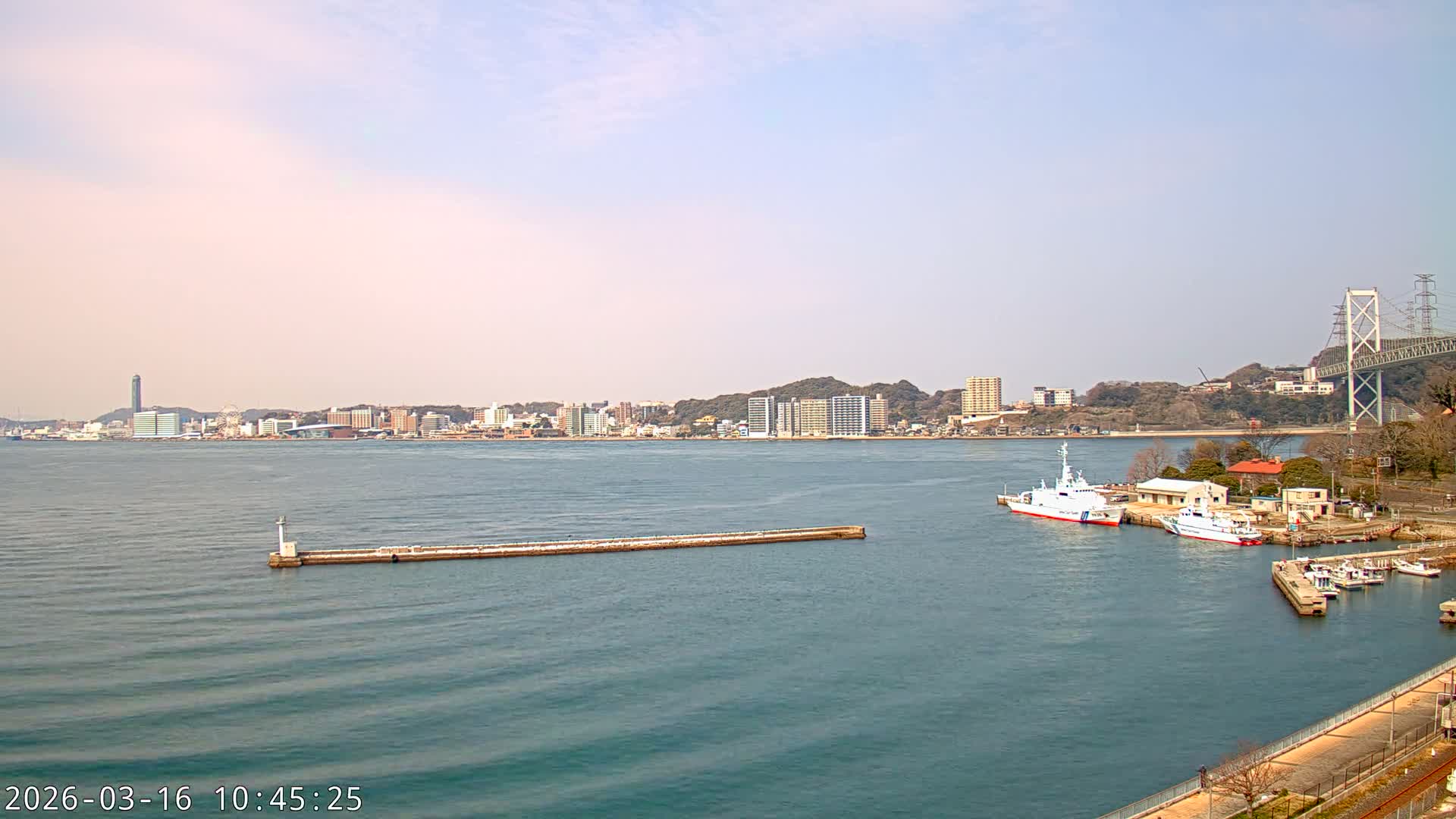 Fukuoka ( 北九州市門司区から見る福岡、関門海峡大橋、下関市 ) Kanmon Strait  Bridge & Shimonoseki City View from Moji Ward, Kitakyushu Live Cam - 2 Chome, Kyumoji, Moji-ku, Kitakyushu, Fukuoka, Kyushu, Japan