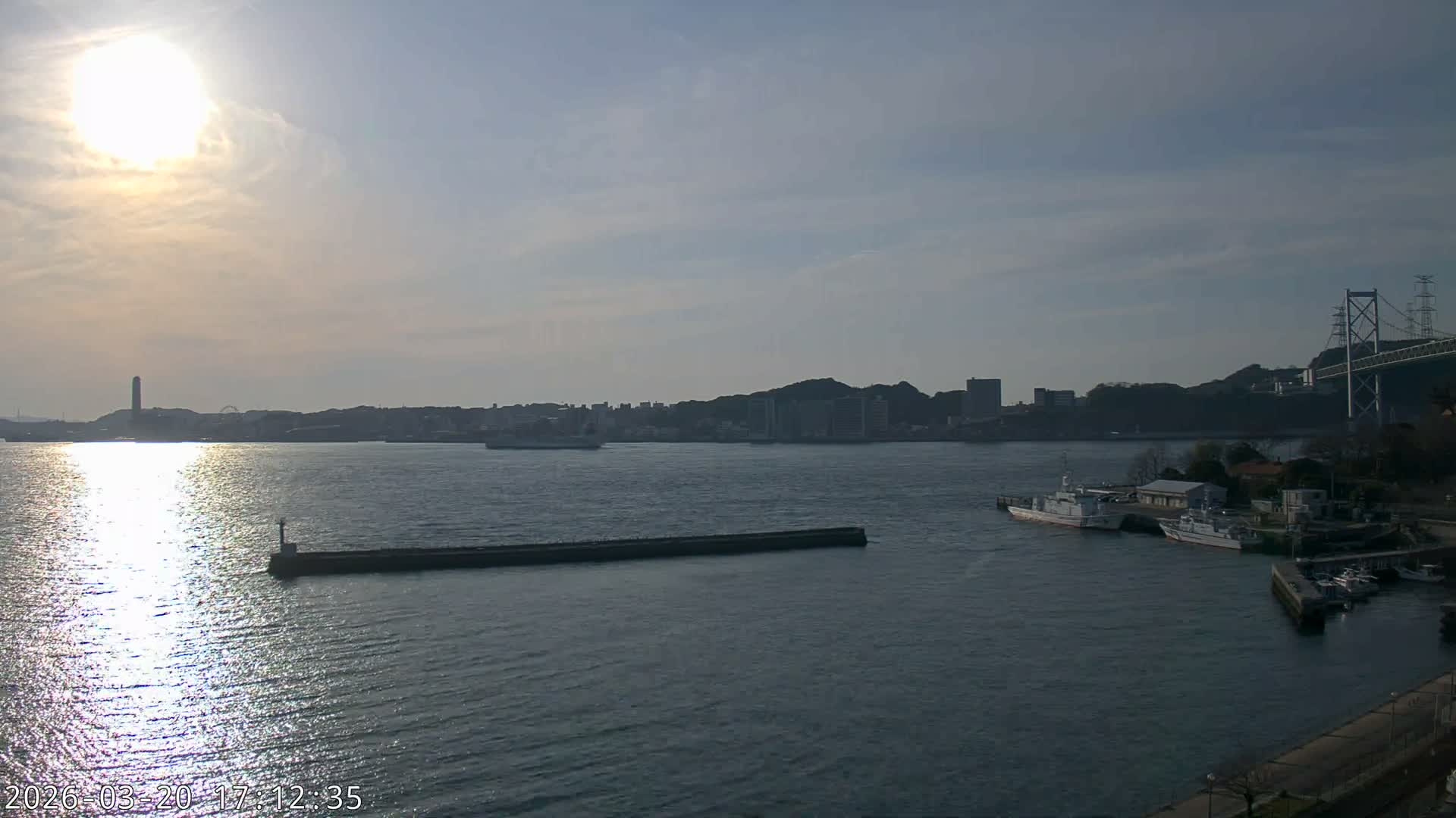 Fukuoka ( 北九州市門司区から見る福岡、関門海峡大橋、下関市 ) Kanmon Strait  Bridge & Shimonoseki City View from Moji Ward, Kitakyushu Live Cam - 2 Chome, Kyumoji, Moji-ku, Kitakyushu, Fukuoka, Kyushu, Japan